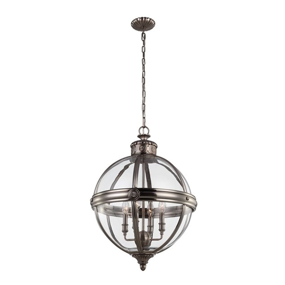 Feiss Adams 4 Light Pendant Chandelier - Antique Nickel