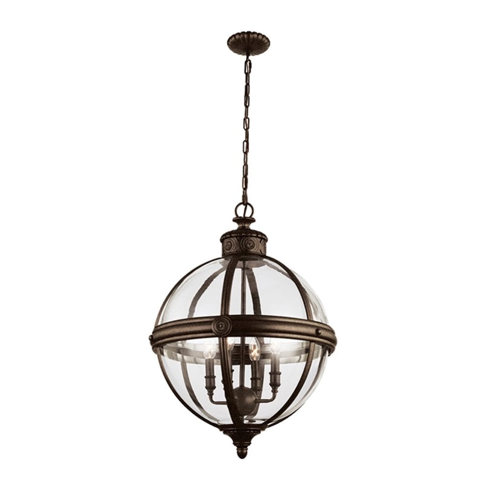 Feiss Adams 4 Light Pendant Chandelier - British Bronze