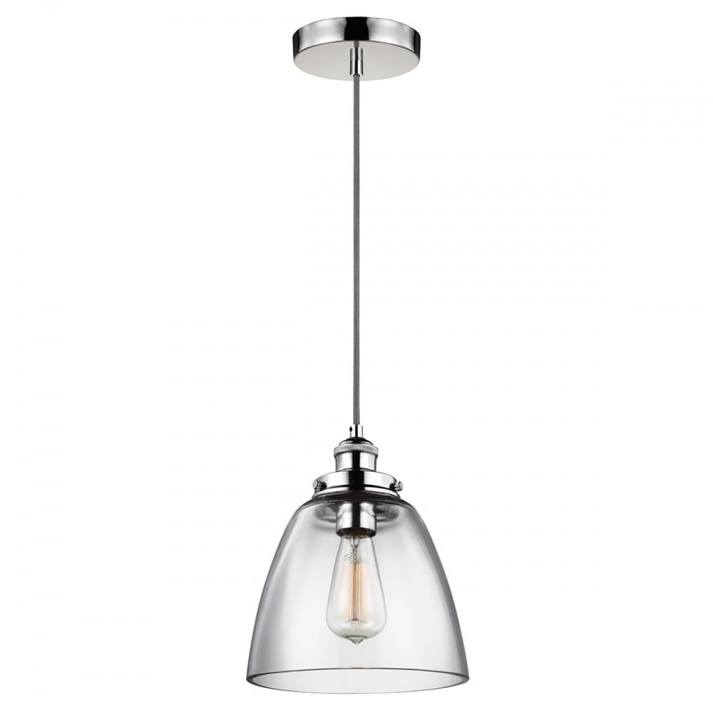 Feiss Baskin Rounded Single Pendant - Polished Nickel