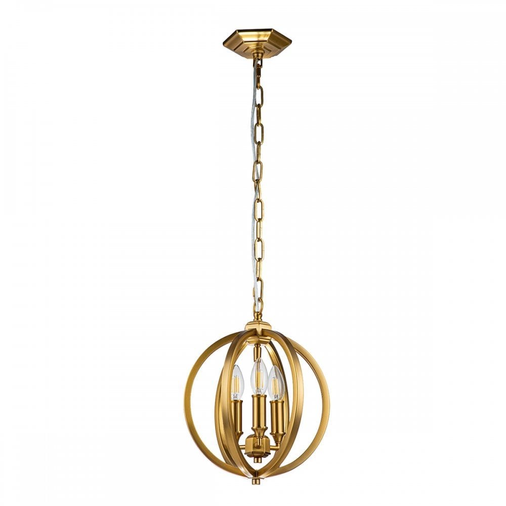 Feiss Corinne 3 Light Small Pendant - Burnished Brass