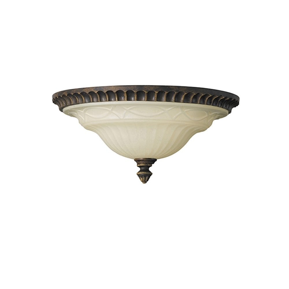 Feiss Drawing Room Bell-Shaped 2 Light Flush Fitting - Walnut