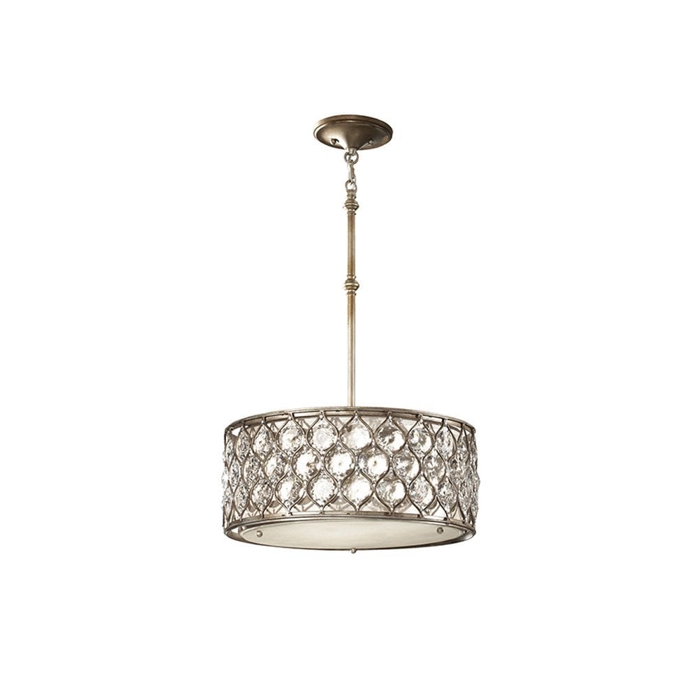 Feiss Lucia 3 Light Pendant Chandelier - Burnished Silver