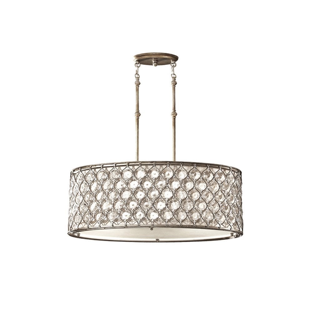 Feiss Lucia 3 Light Pendant - Burnished Silver