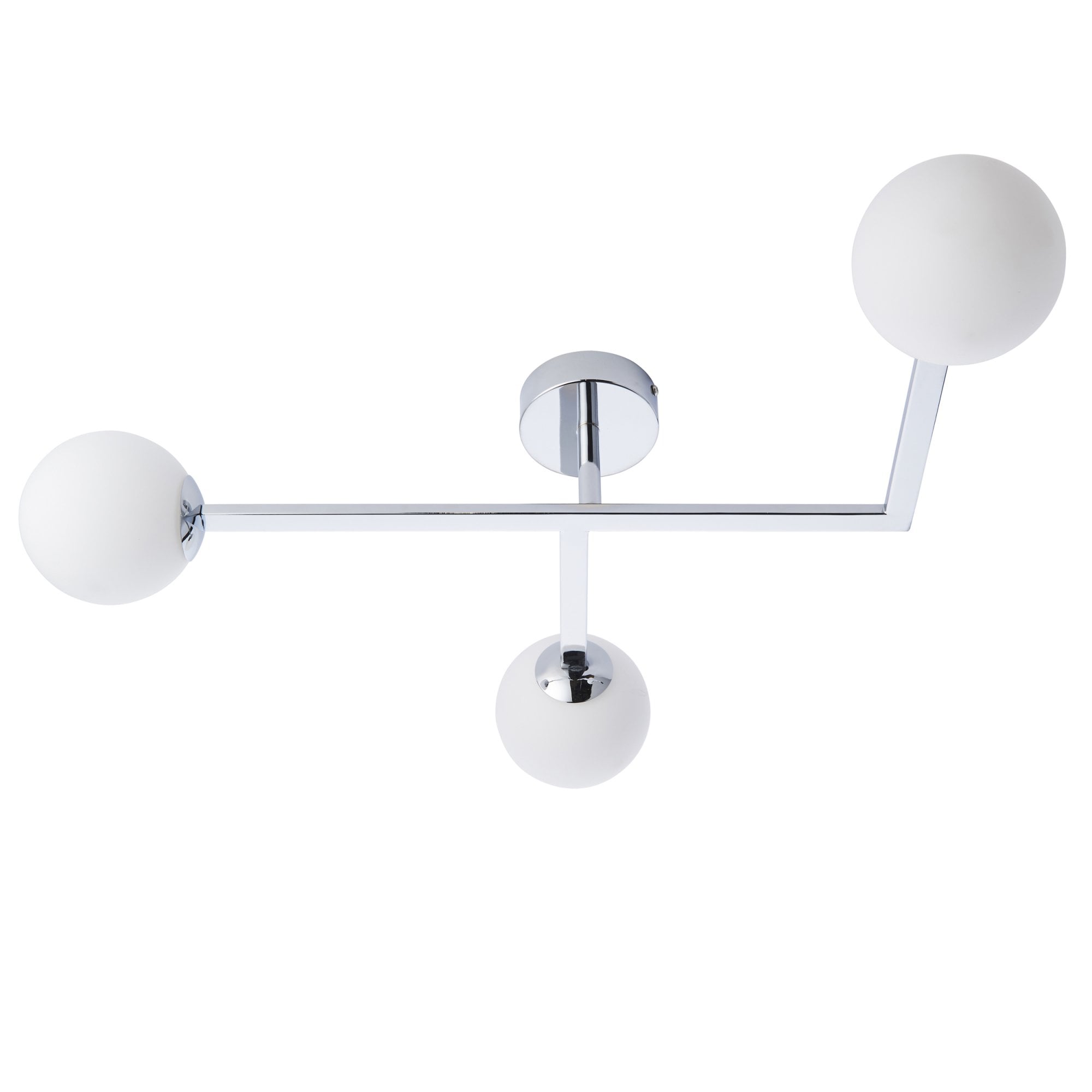Endon Linear Metal Semi Flush Fitting - Chrome With White Globe