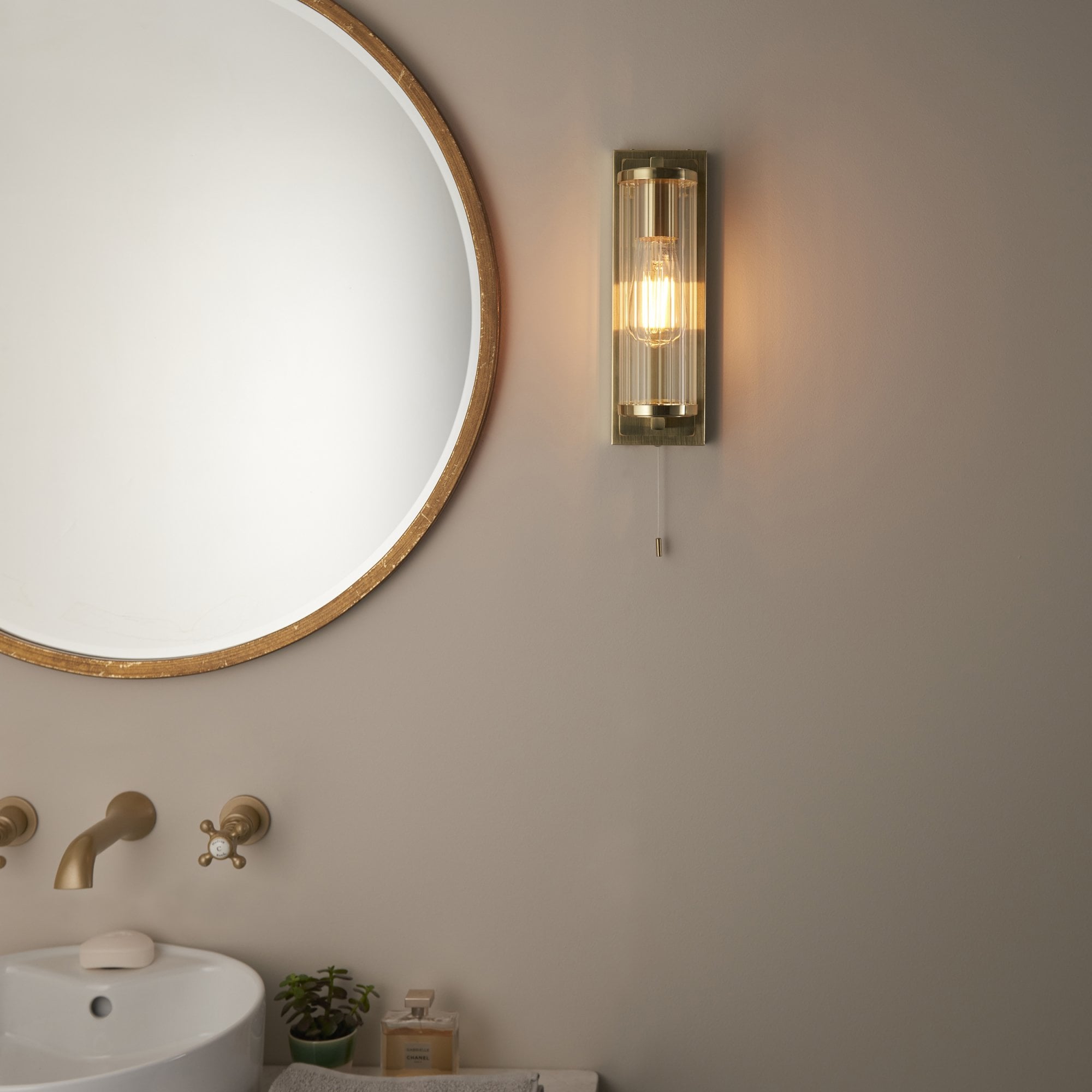 Endon Tube Wall Light - IP44 - Brushed Gold