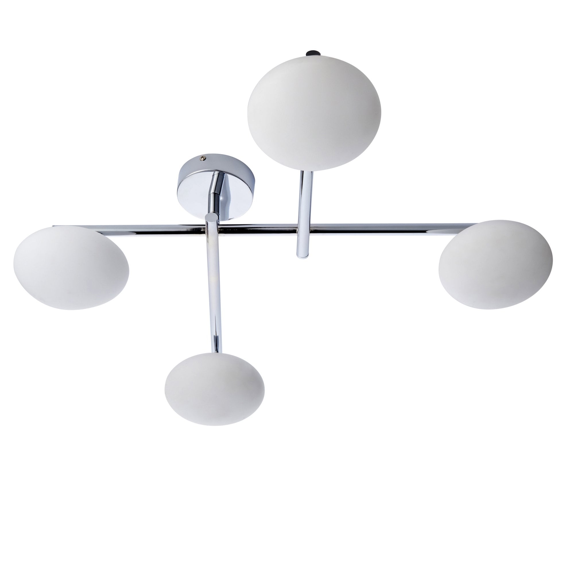 Endon Linear Metal Semi Flush Fitting - Chrome & White Globes