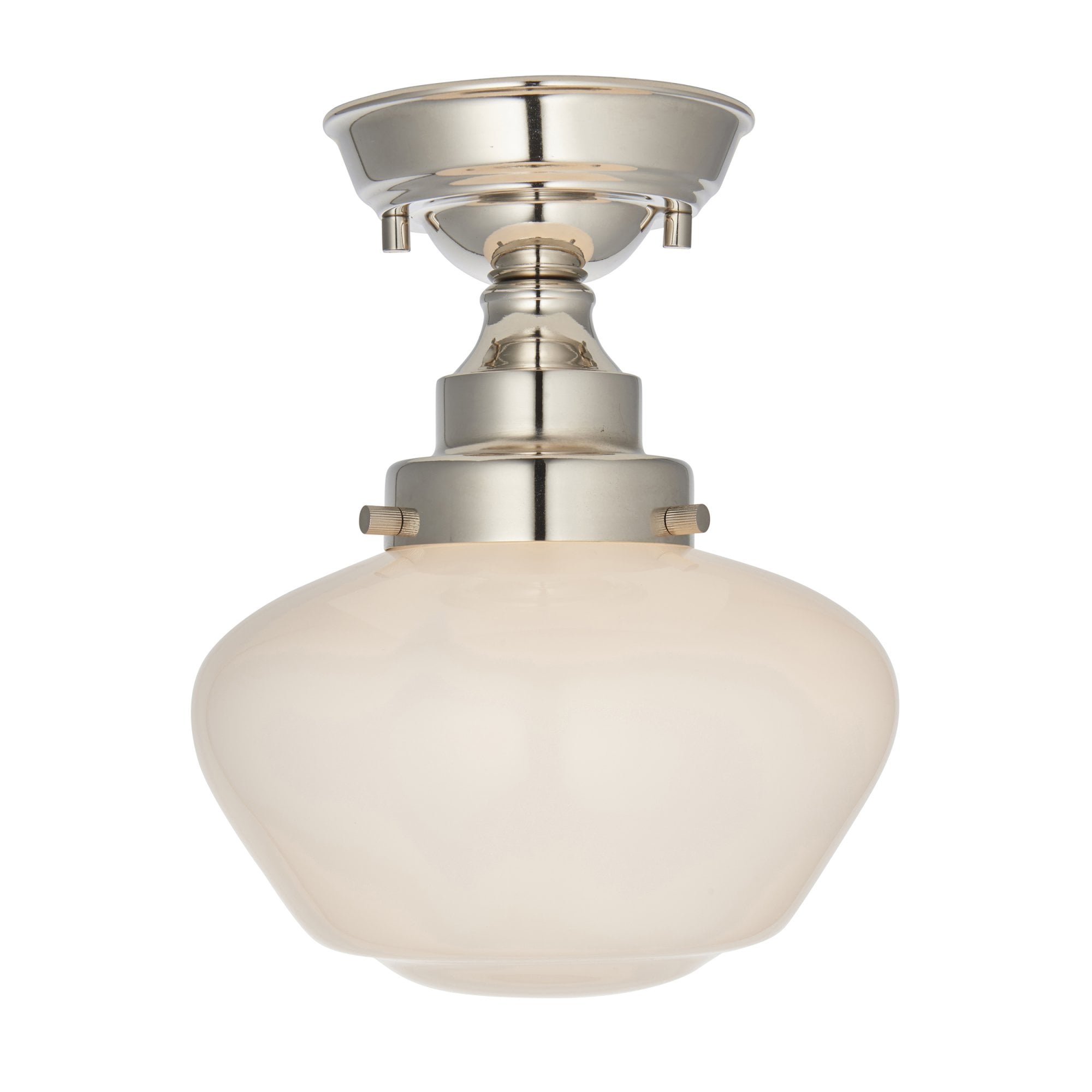 Endon Camberley Semi Flush Ceiling Light - Bright Nickel With Opal Glass