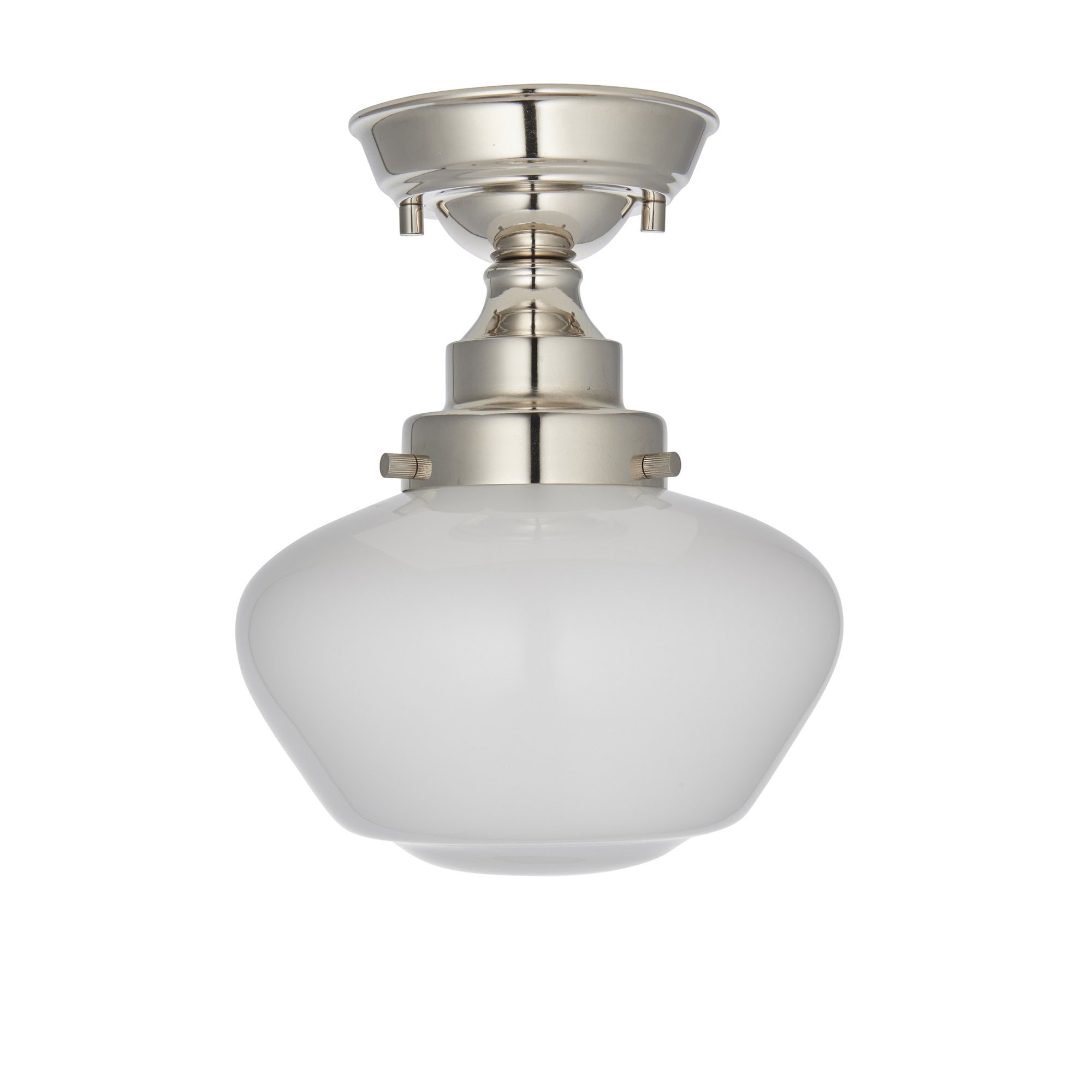 Endon Camberley Semi Flush Ceiling Light - Bright Nickel With Opal Glass