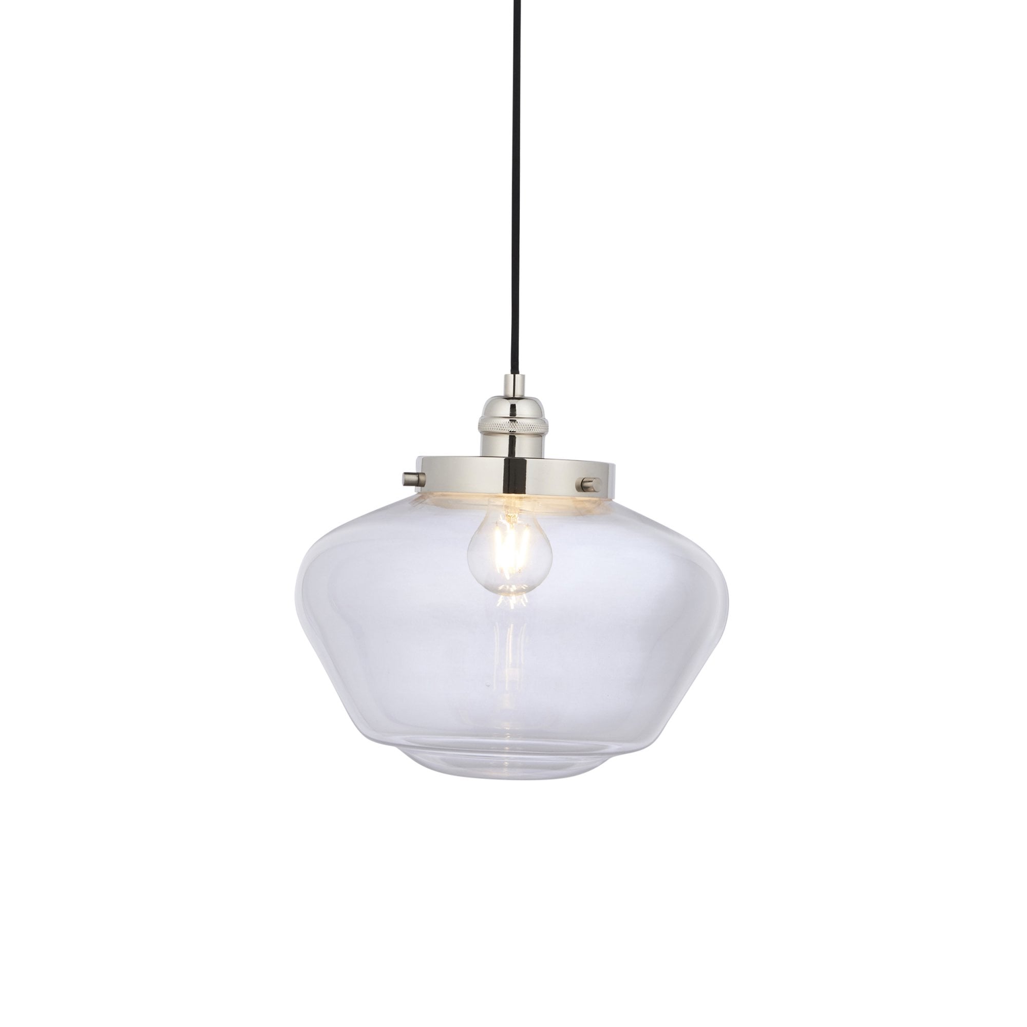 Endon Camberley Pendant Light - Bright Nickel With Clear Glass