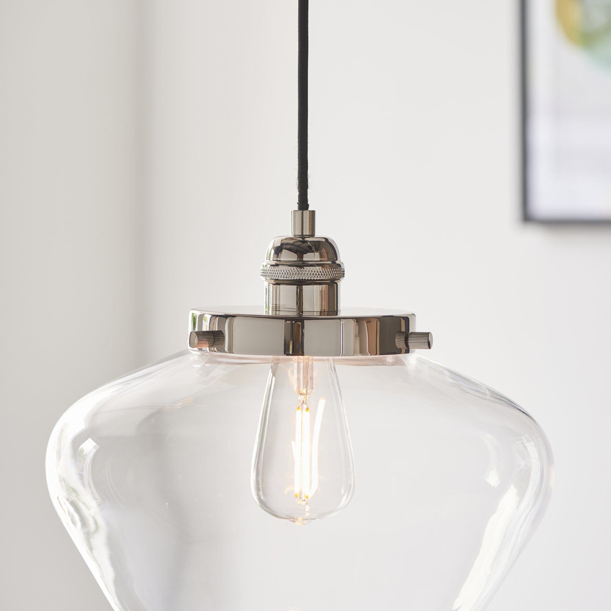 Endon Camberley Pendant Light - Bright Nickel With Clear Glass