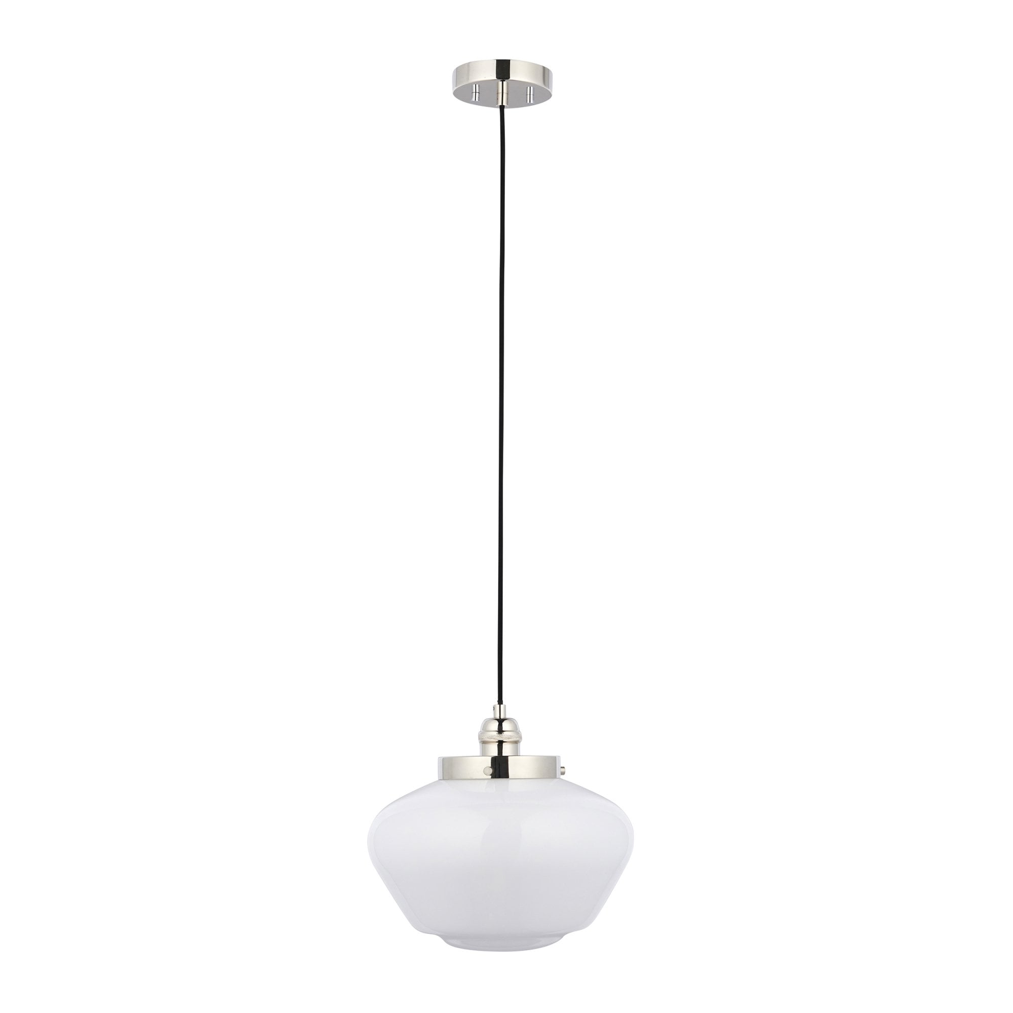 Endon Camberley Pendant Ceiling Light - Bright Nickel With Opal Glass