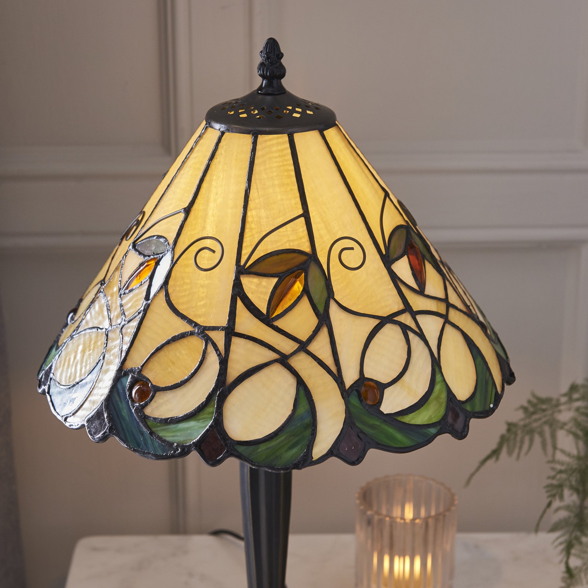 Interiors 1900 Jamelia Small Table Lamp - Tiffany Glass