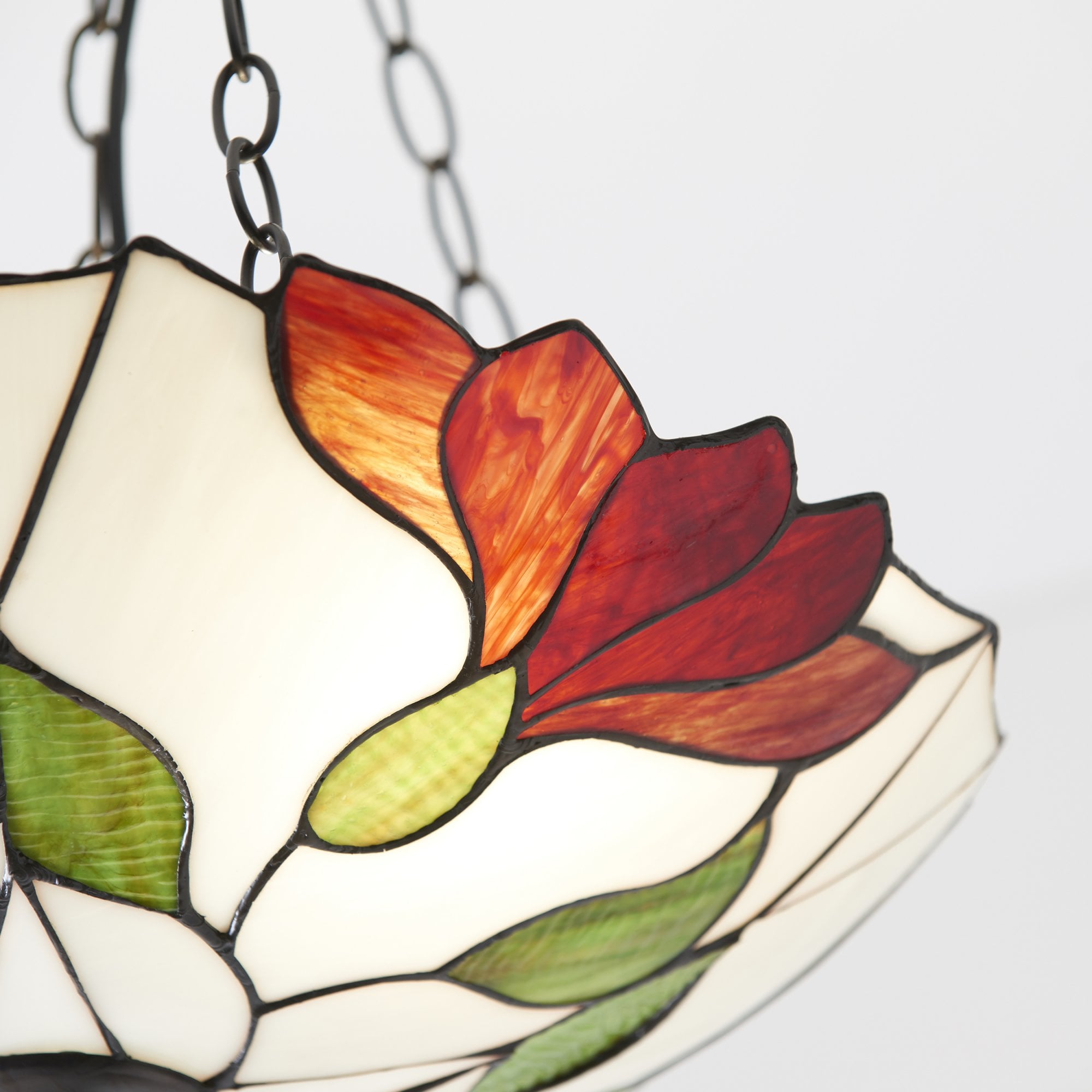 Interiors 1900 Botanica Inverted 3 Light Pendant - Tiffany Glass