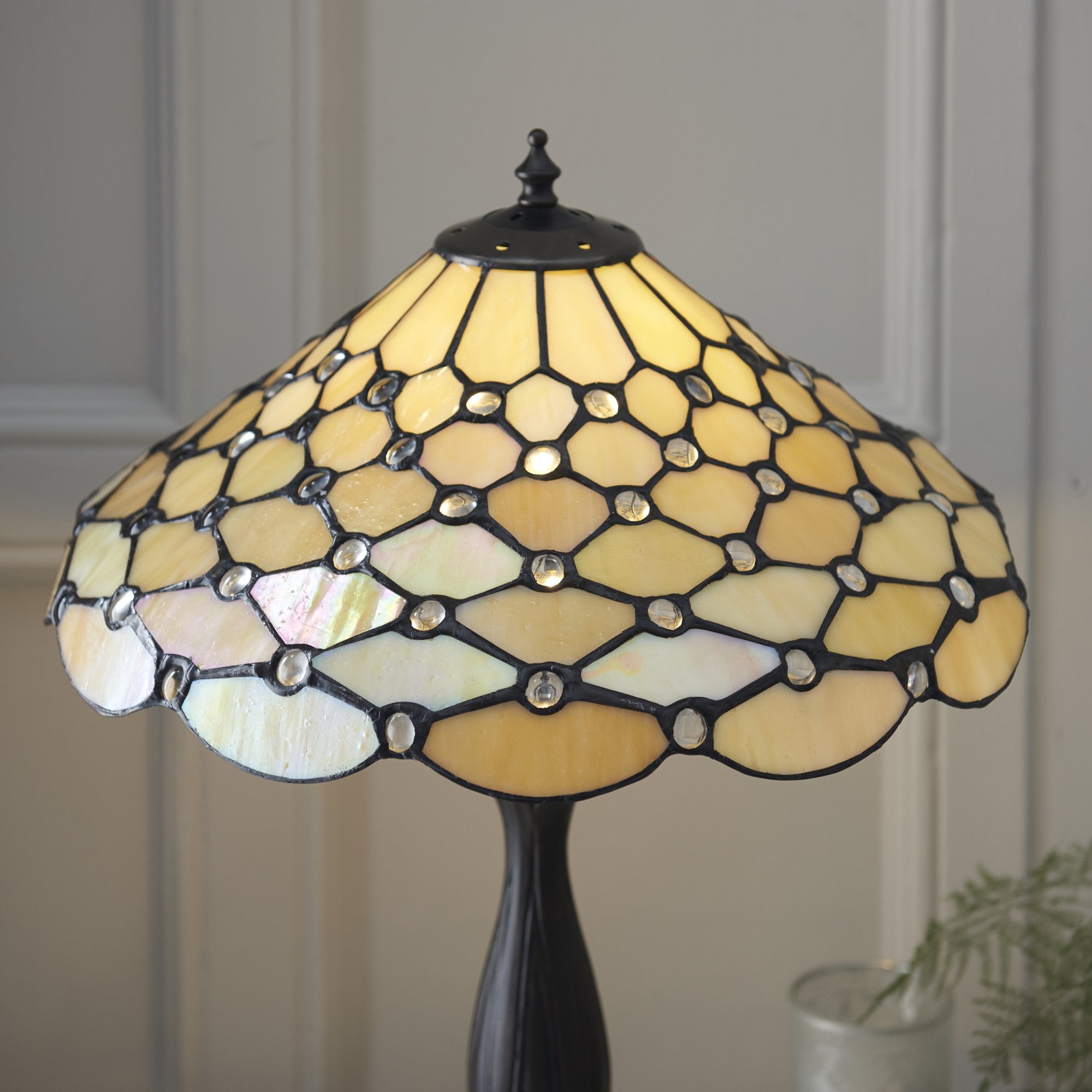 Interiors 1900 Pearl Medium Table Lamp - Tiffany Glass