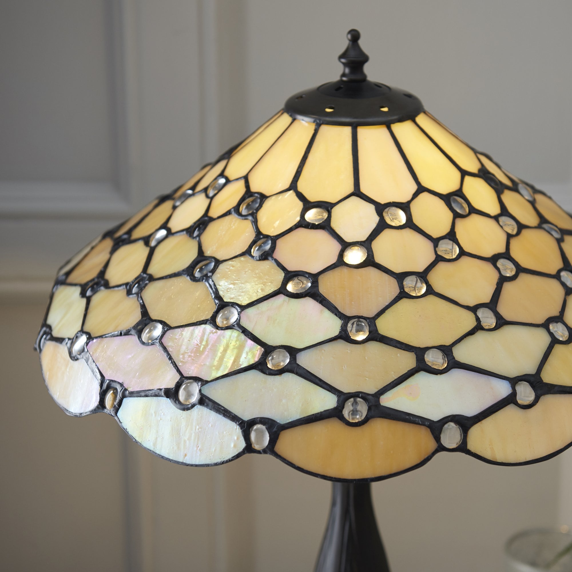 Interiors 1900 Pearl Medium Table Lamp - Tiffany Glass