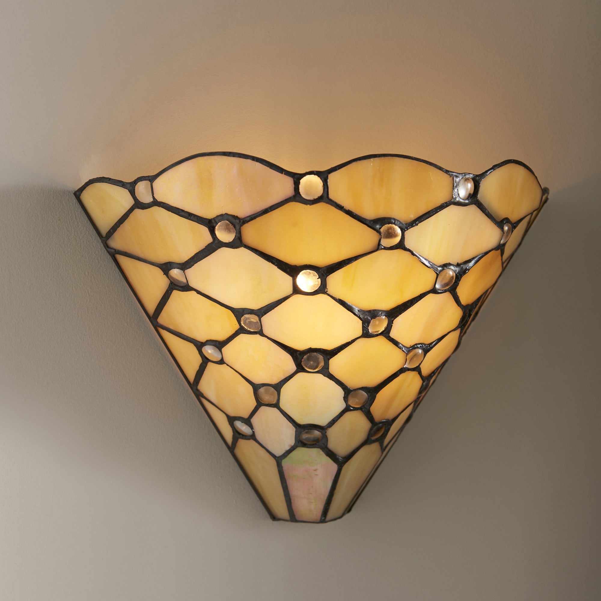 Interiors 1900 Pearl Single Wall Fitting - Tiffany Glass