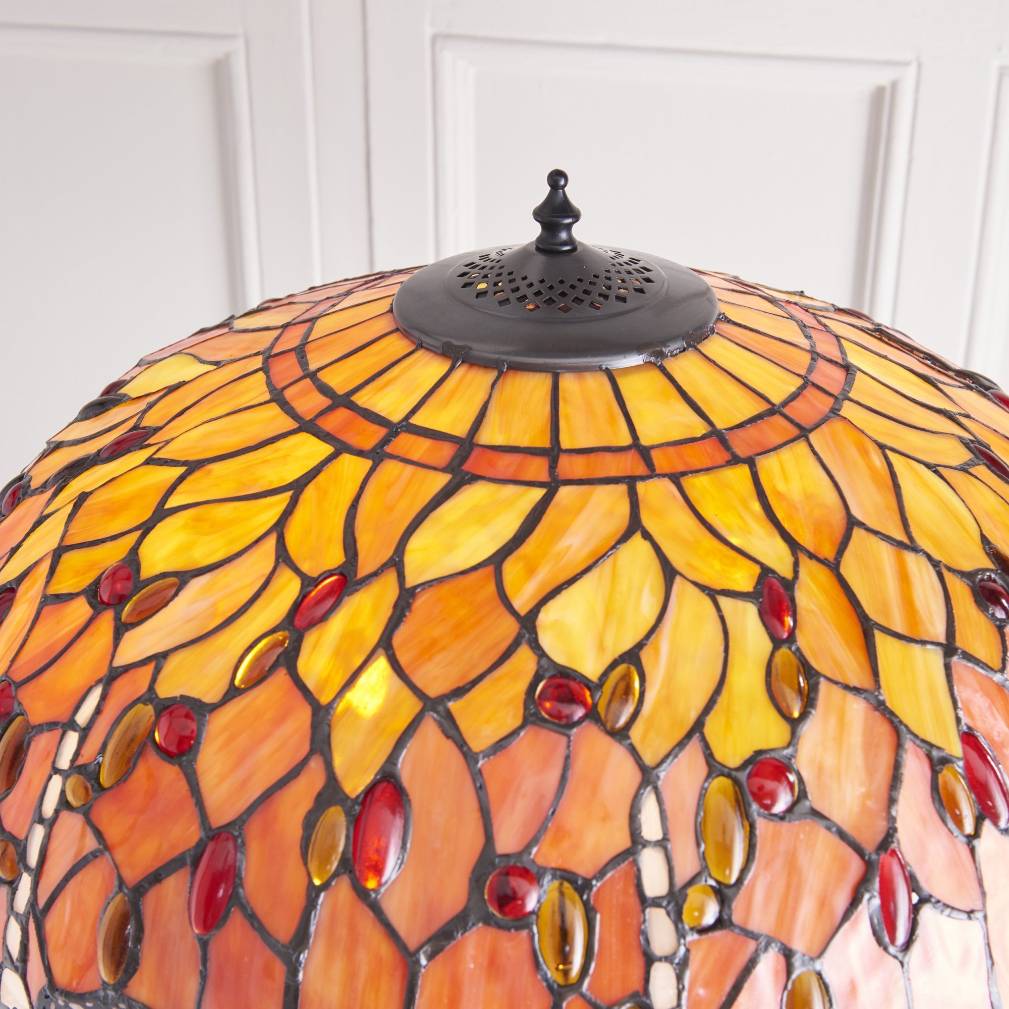 Interiors 1900 Dragonfly Flame Floor Lamp - Tiffany Glass