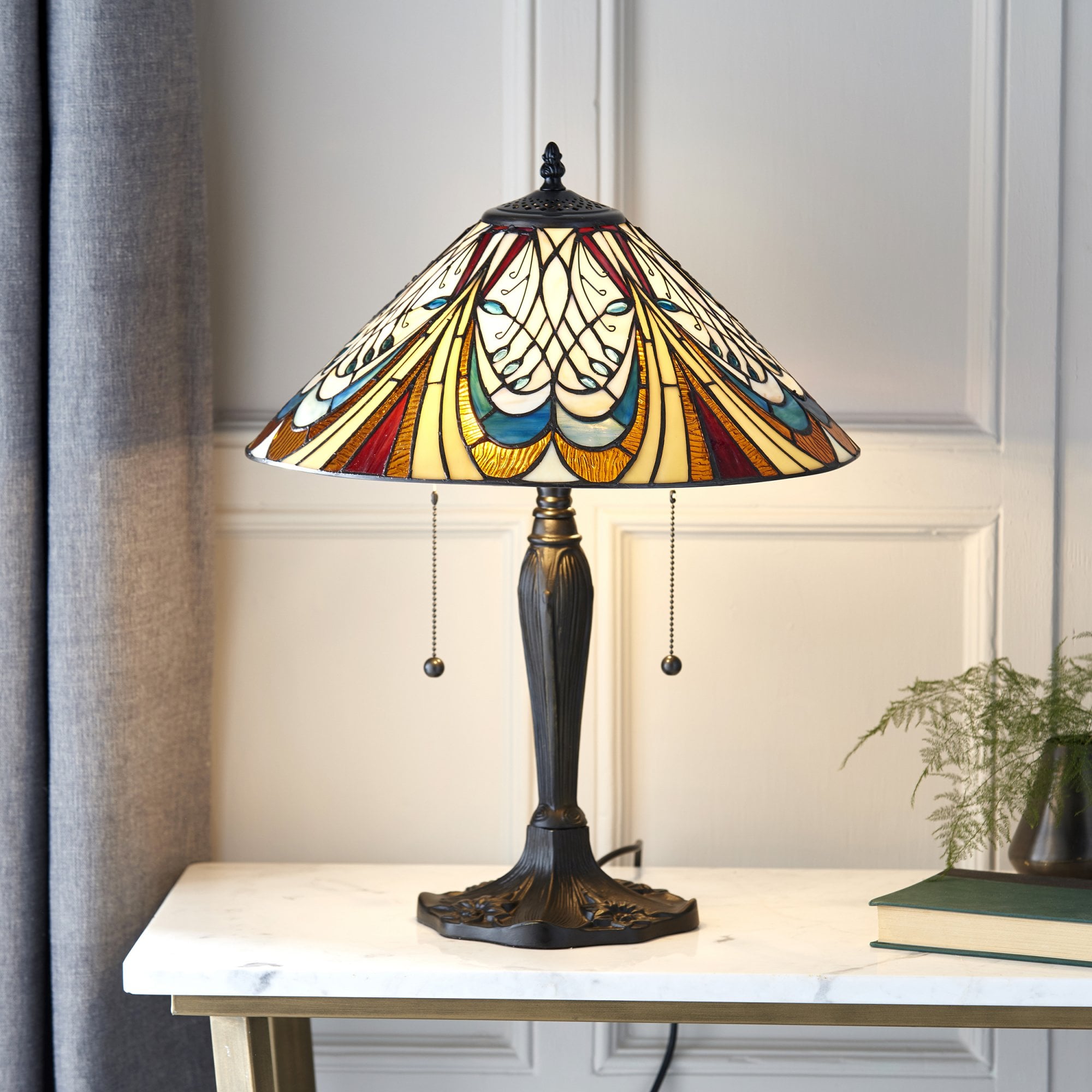 Interiors 1900 Hector Medium Table Lamp - Tiffany Glass