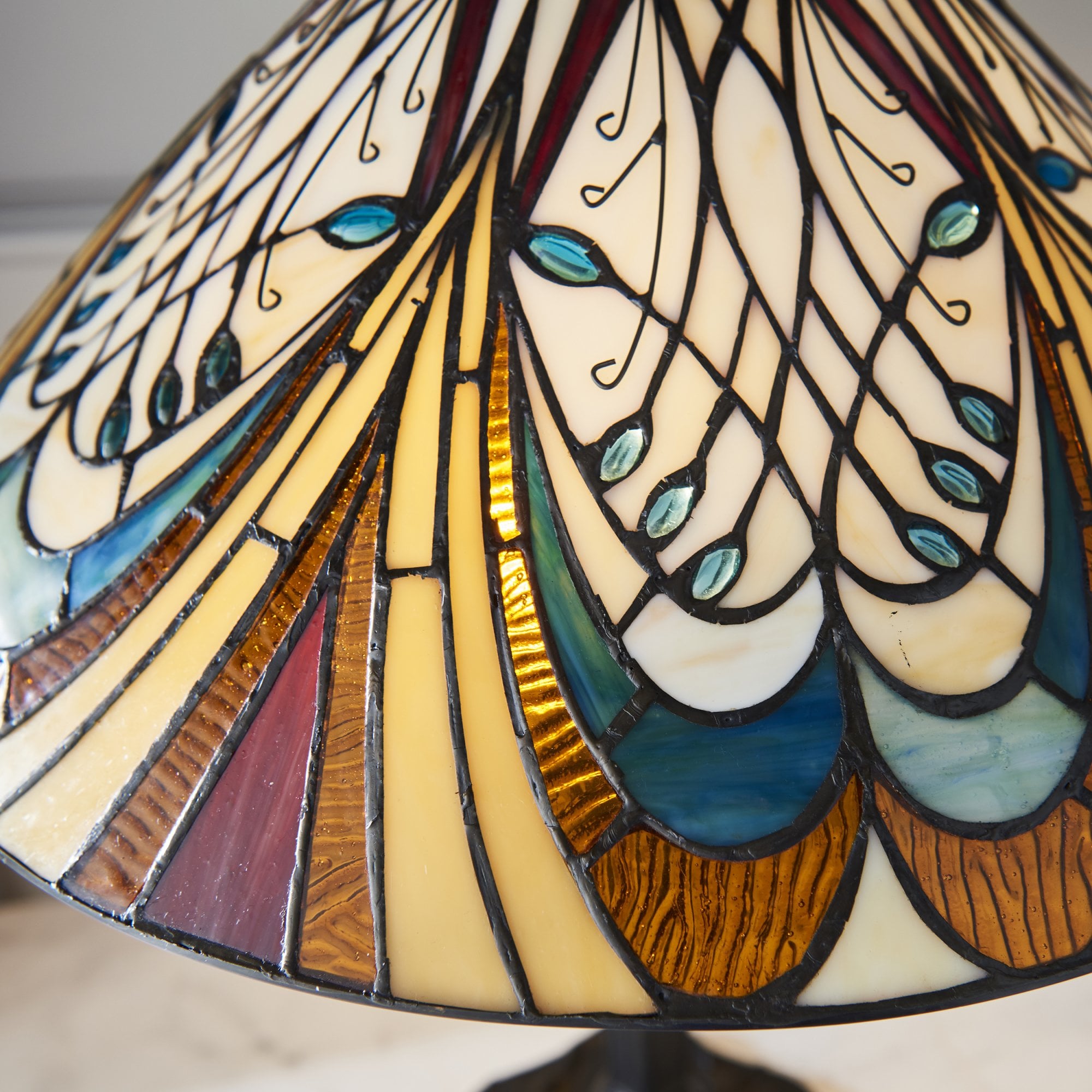 Interiors 1900 Hector Medium Table Lamp - Tiffany Glass