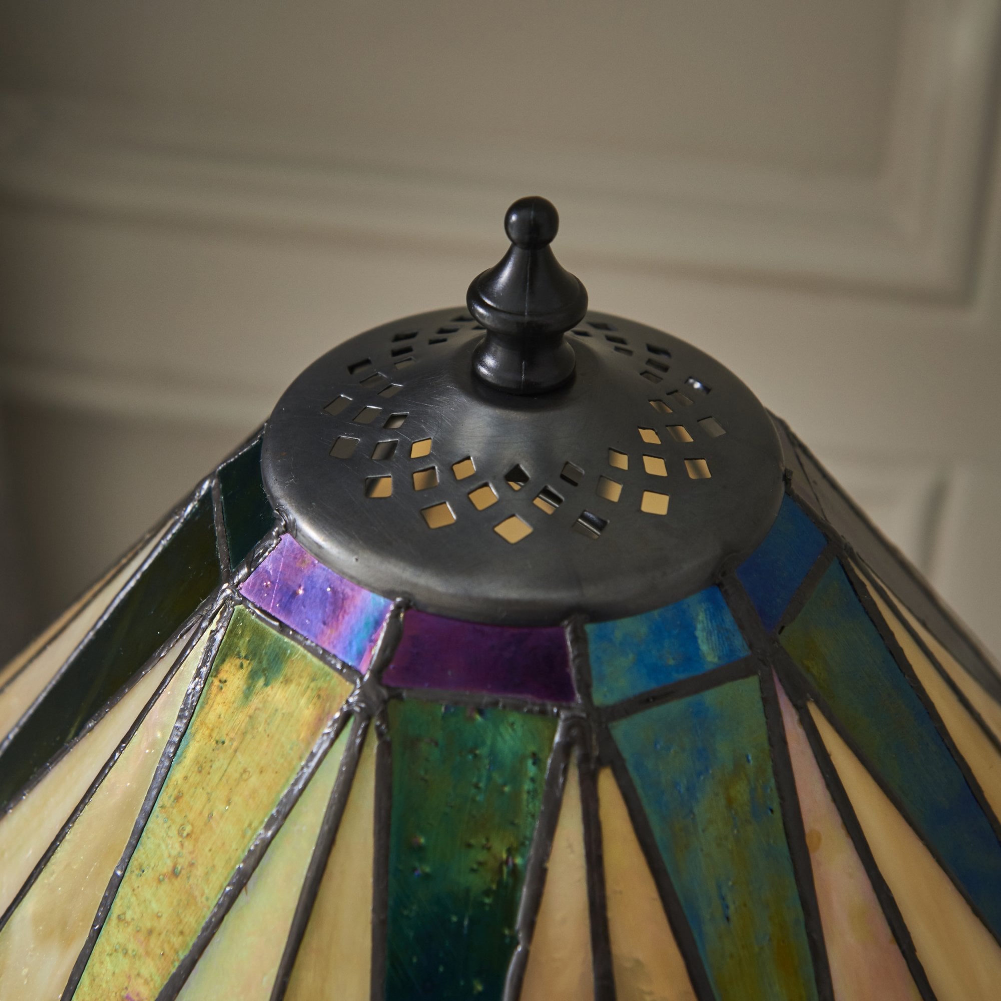 Interiors 1900 Dark Star Small Table Lamp - Tiffany Glass