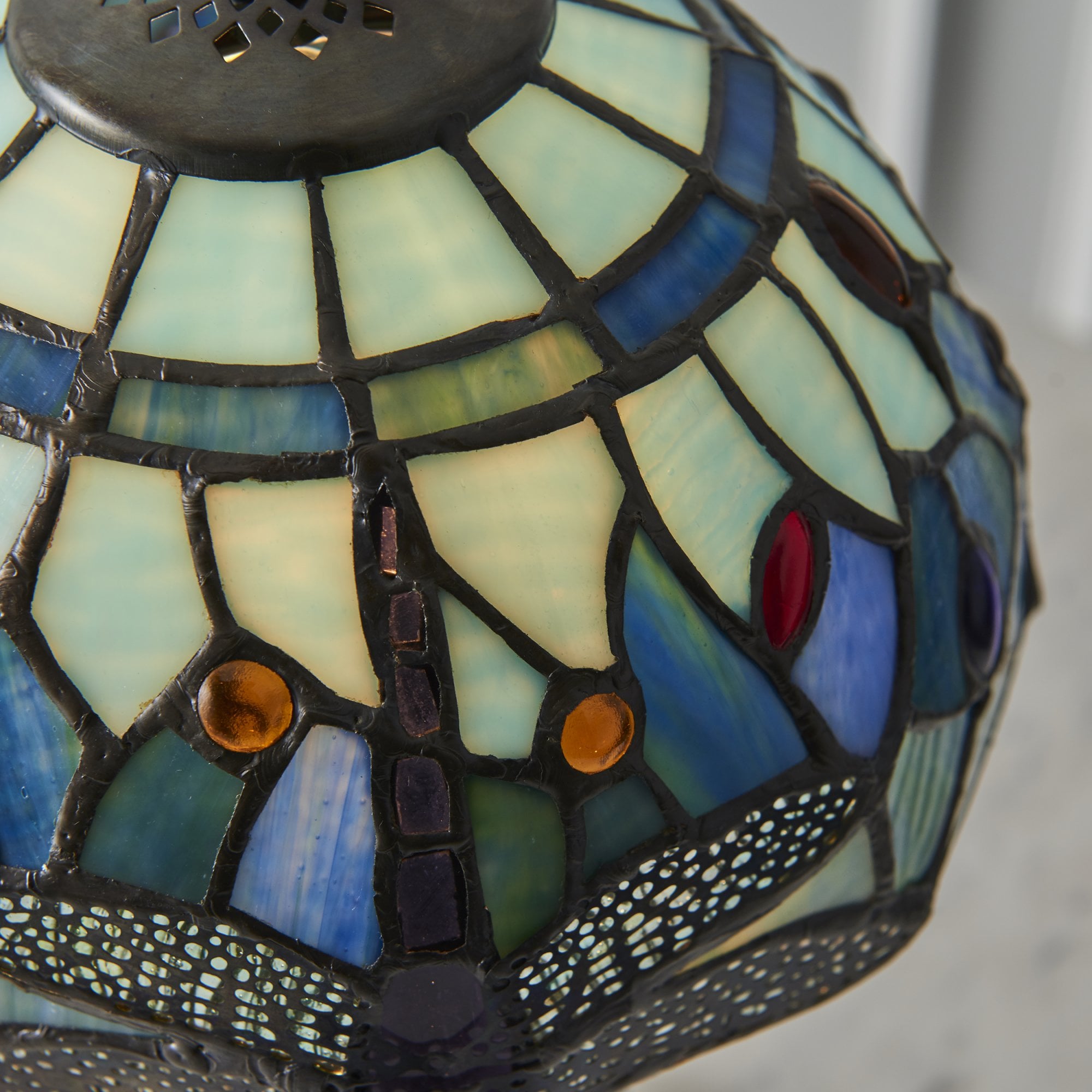 Interiors 1900 Dragonfly Blue Mini Table Lamp - Tiffany Glass