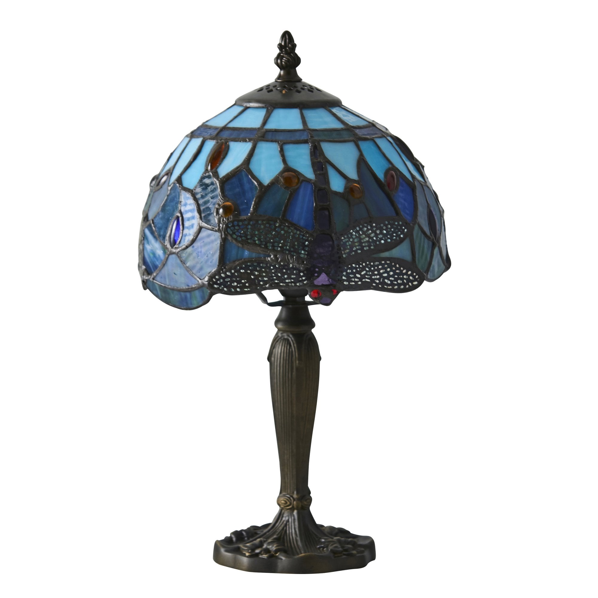 Interiors 1900 Dragonfly Blue Mini Table Lamp - Tiffany Glass
