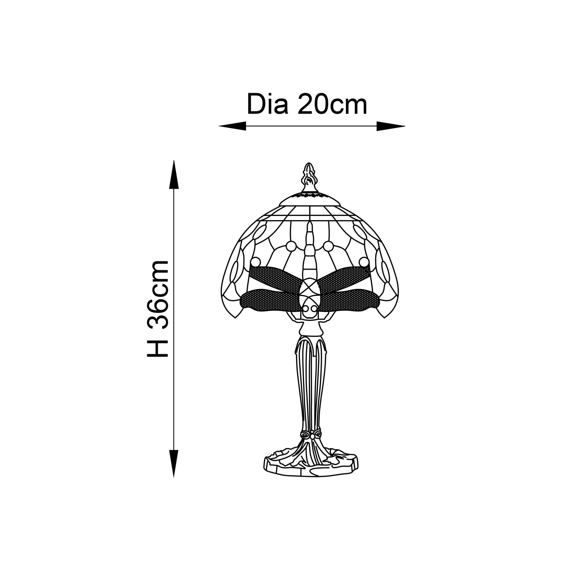 Interiors 1900 Dragonfly Blue Mini Table Lamp - Tiffany Glass