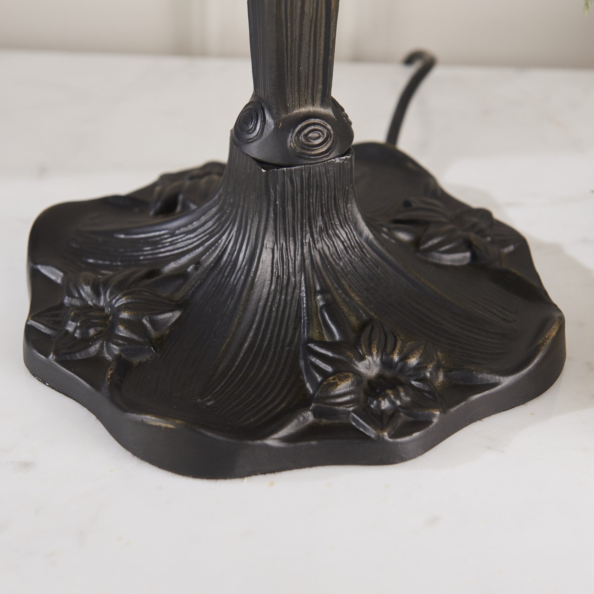 Interiors 1900 Dragonfly Beige Small Table Lamp - Tiffany Glass