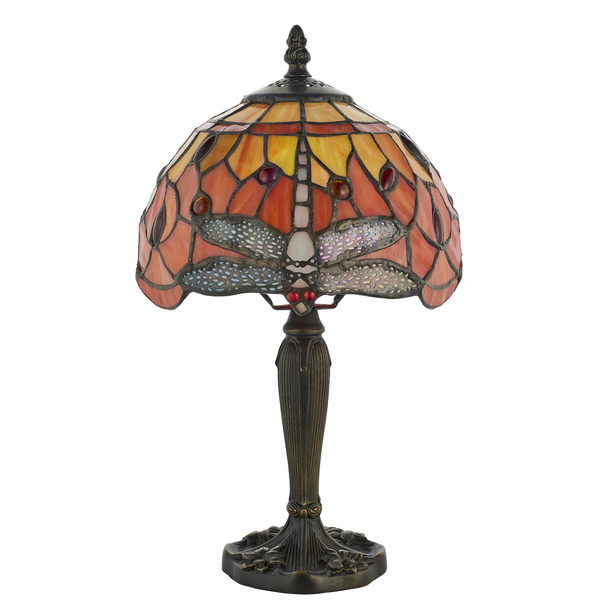 Interiors 1900 Dragonfly Flame Mini Table Lamp - Tiffany Glass