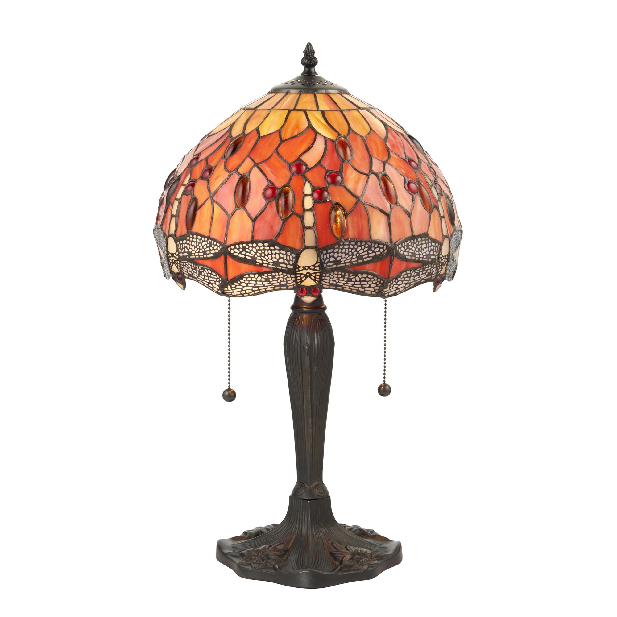 Interiors 1900 Dragonfly Flame Small Table Lamp - Tiffany Glass