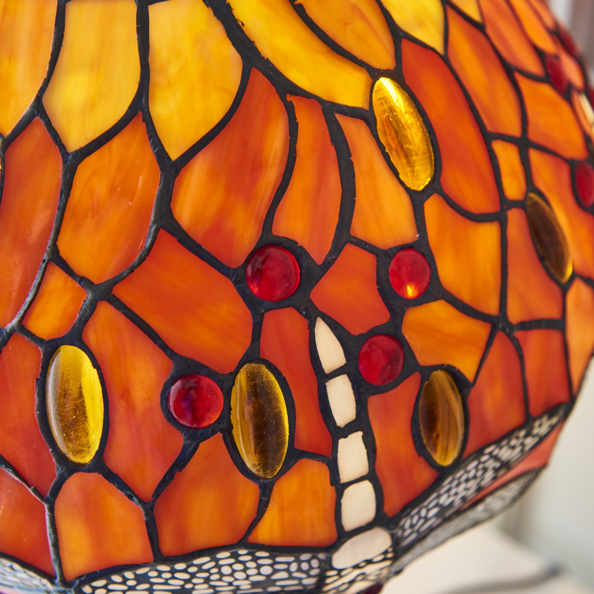 Interiors 1900 Dragonfly Flame Small Table Lamp - Tiffany Glass