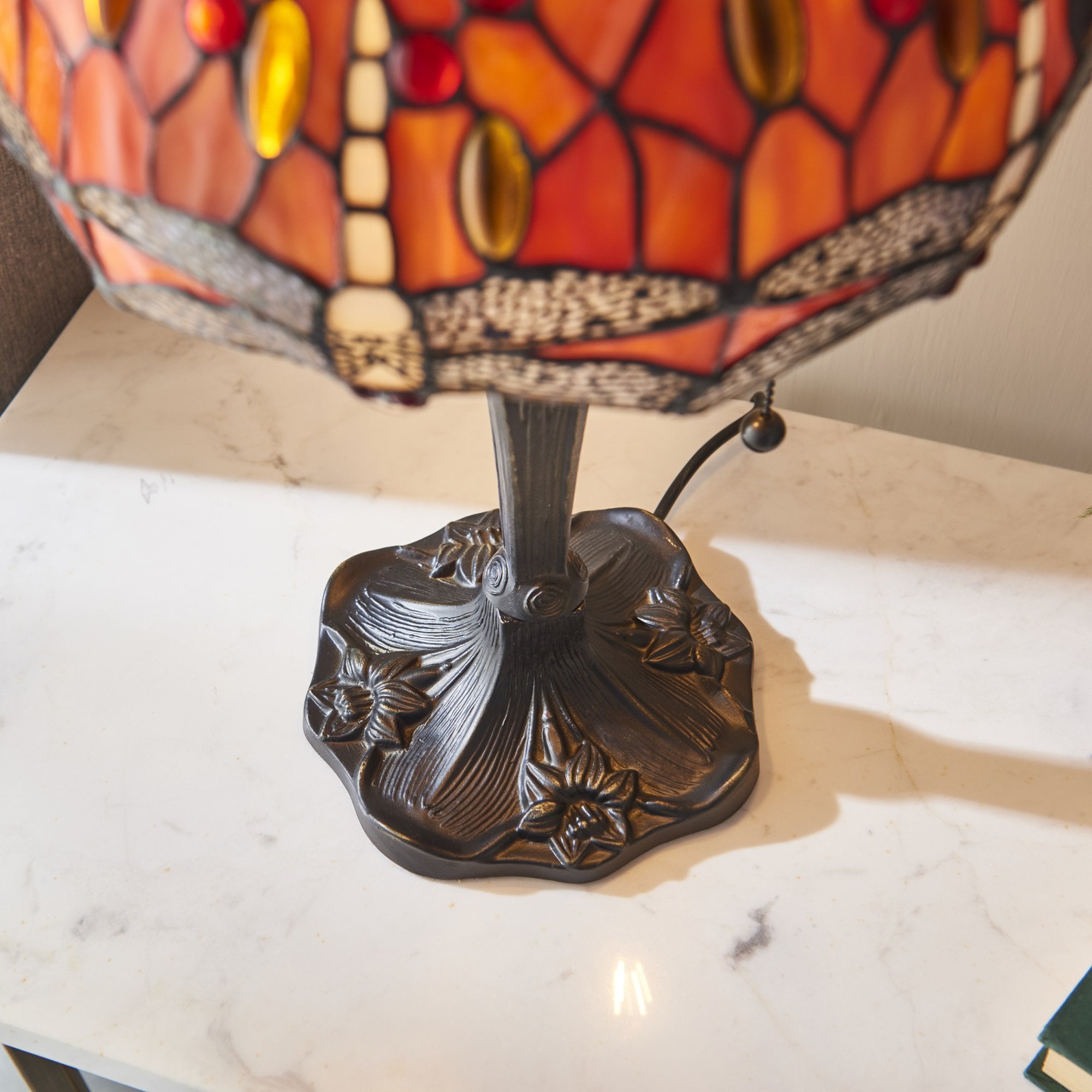 Interiors 1900 Dragonfly Flame Small Table Lamp - Tiffany Glass