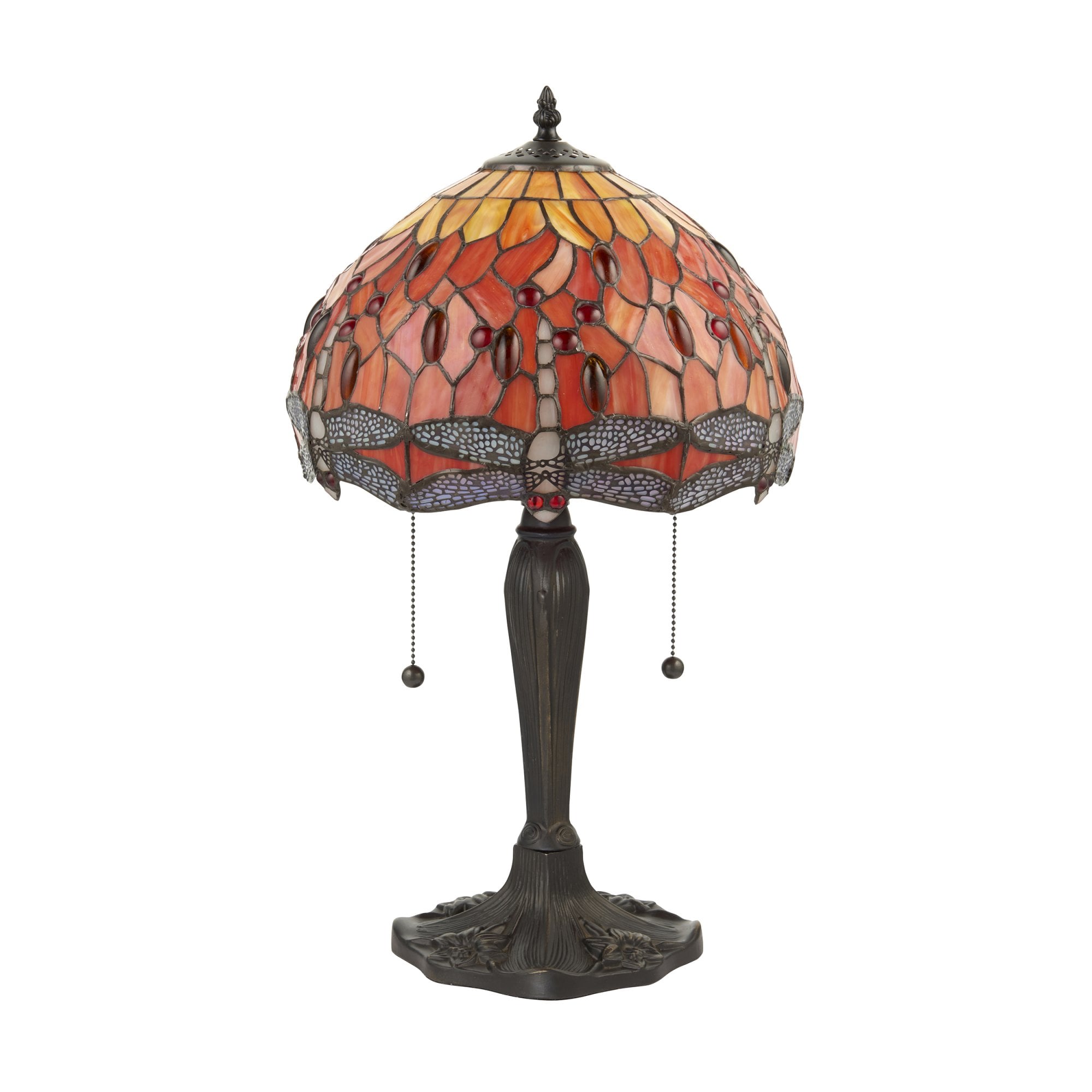 Interiors 1900 Dragonfly Flame Small Table Lamp - Tiffany Glass
