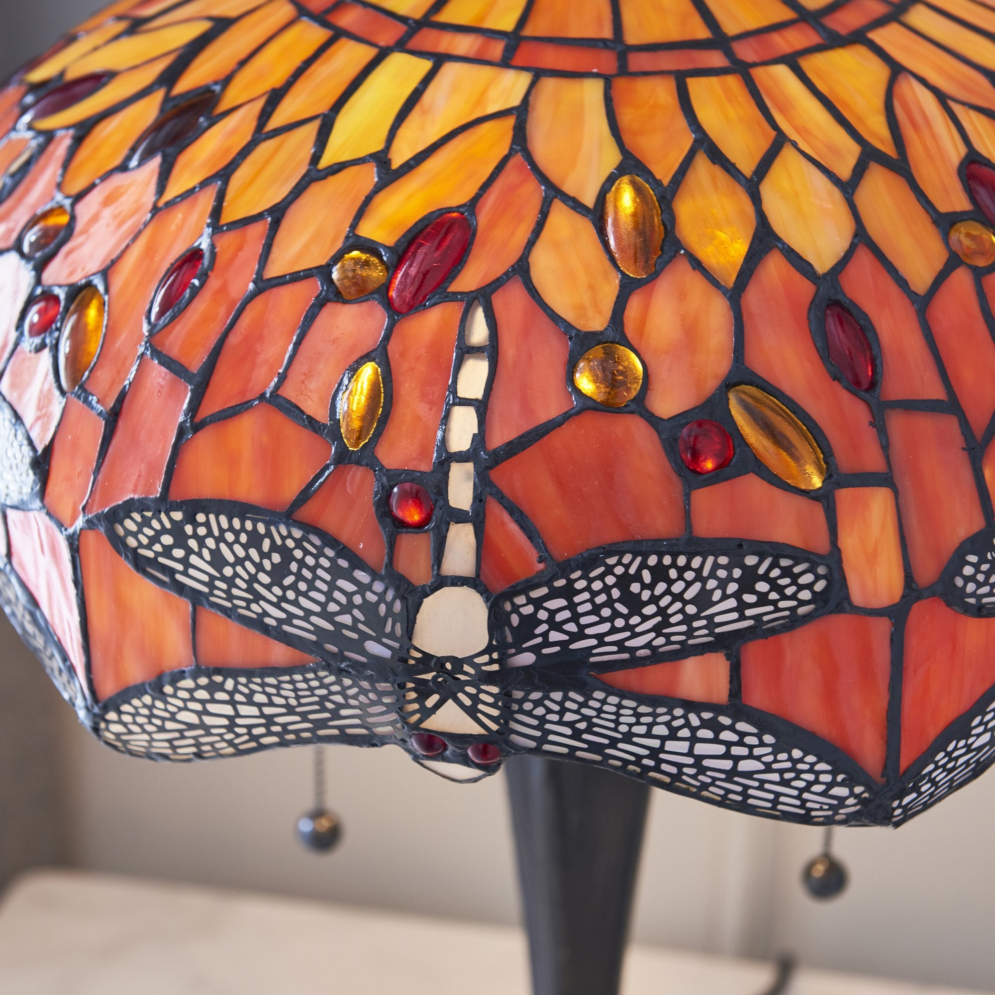 Interiors 1900 Dragonfly Flame Medium Table Lamp - Tiffany Glass