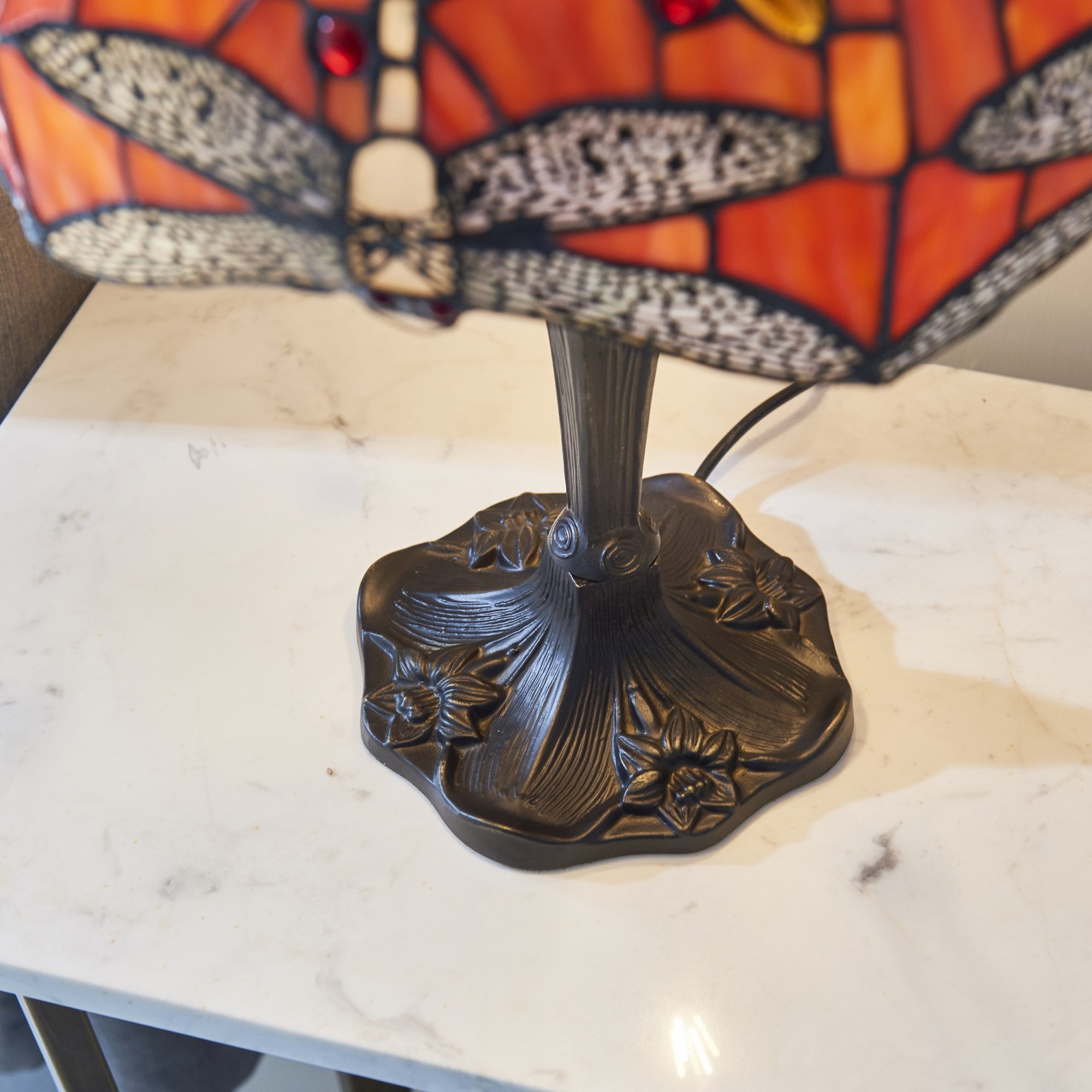 Interiors 1900 Dragonfly Flame Medium Table Lamp - Tiffany Glass