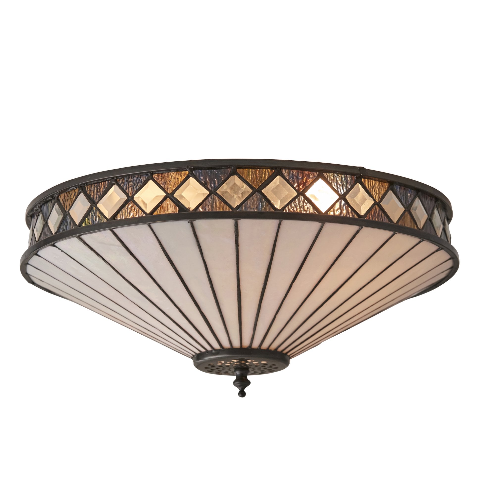 Interiors 1900 Fargo Medium 2 Light Flush Fitting - Tiffany Glass