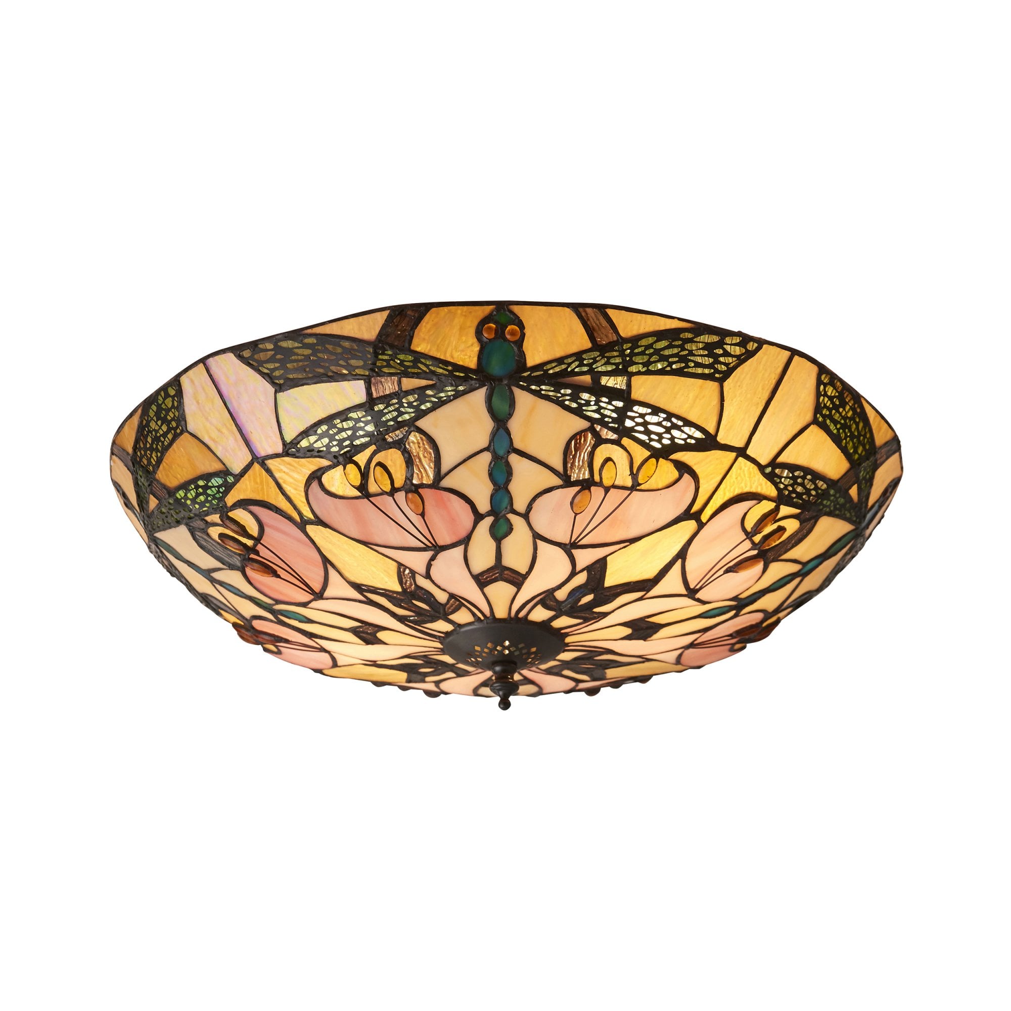 Interiors 1900 Ashton Large 2 Light Flush Fitting - Tiffany Glass