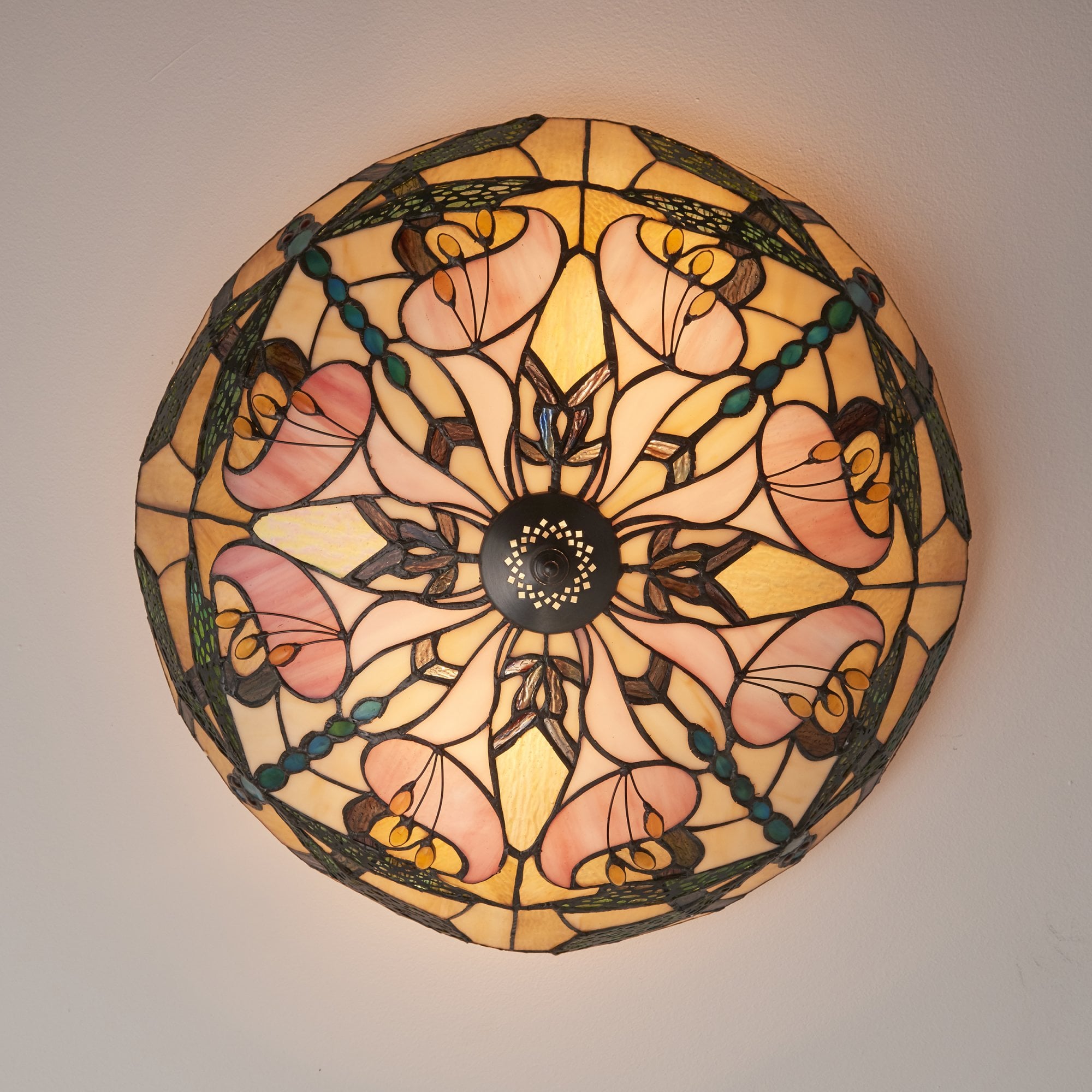 Interiors 1900 Ashton Large 2 Light Flush Fitting - Tiffany Glass