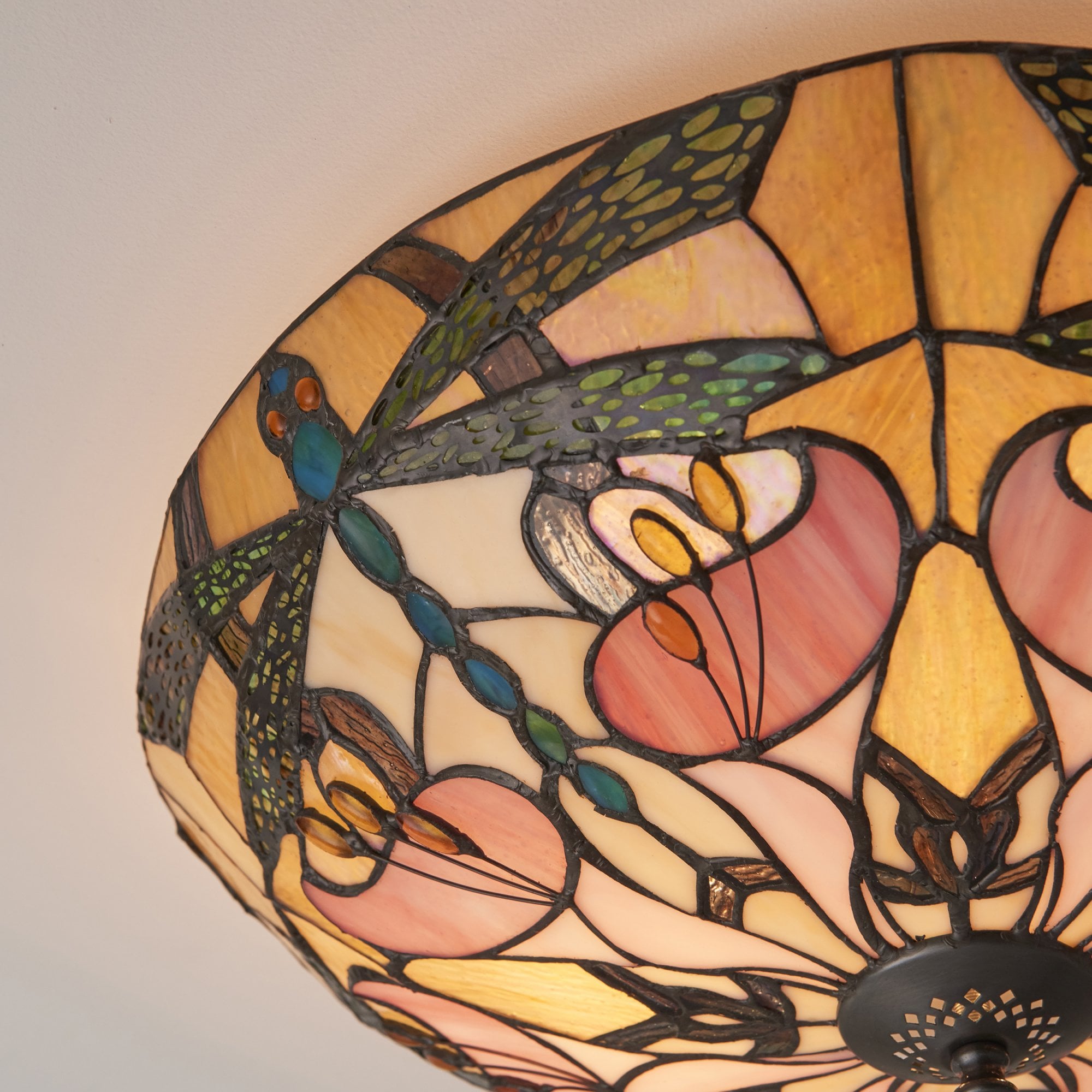Interiors 1900 Ashton Large 2 Light Flush Fitting - Tiffany Glass