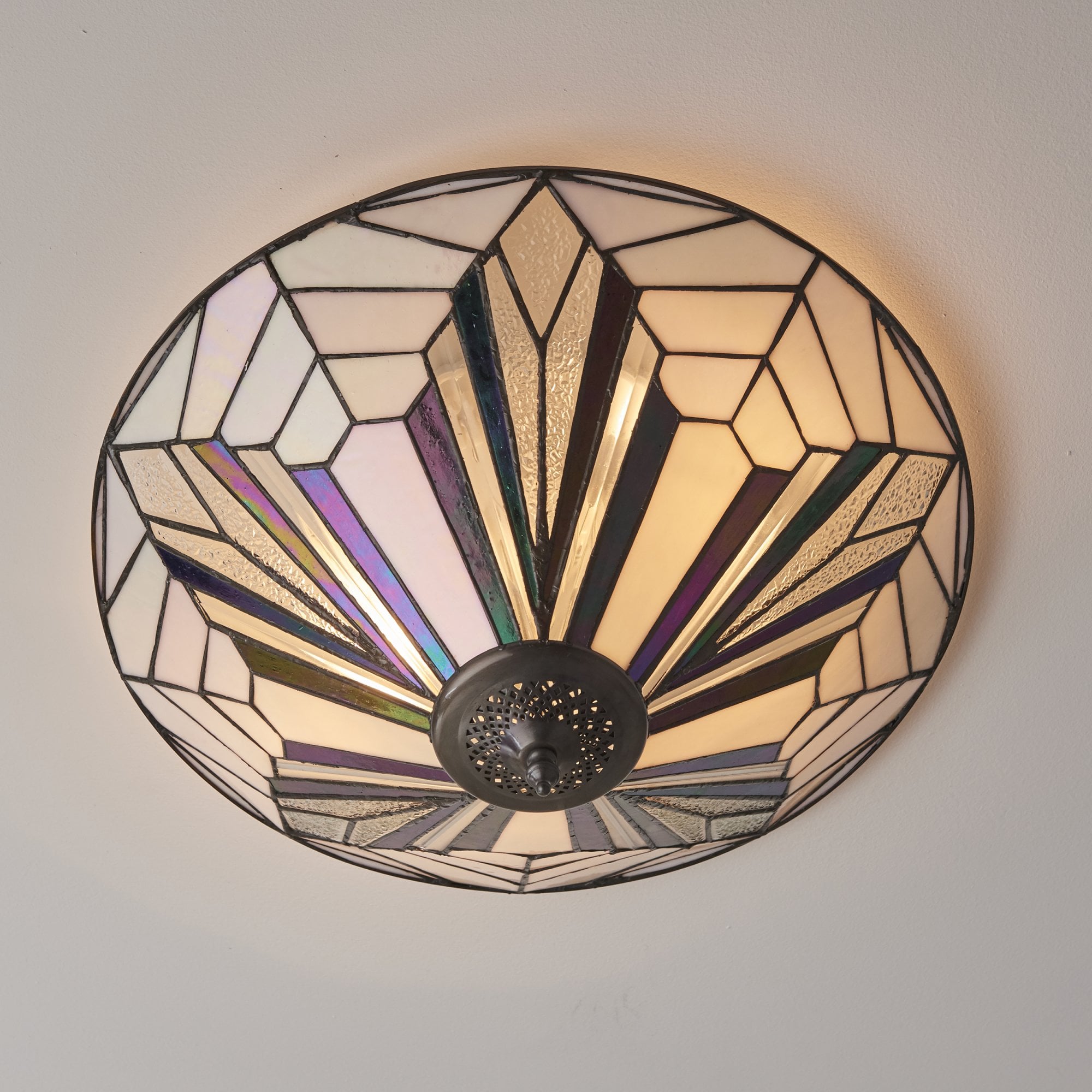 Interiors 1900 Astoria Large 2 Light Flush Fitting - Tiffany Glass