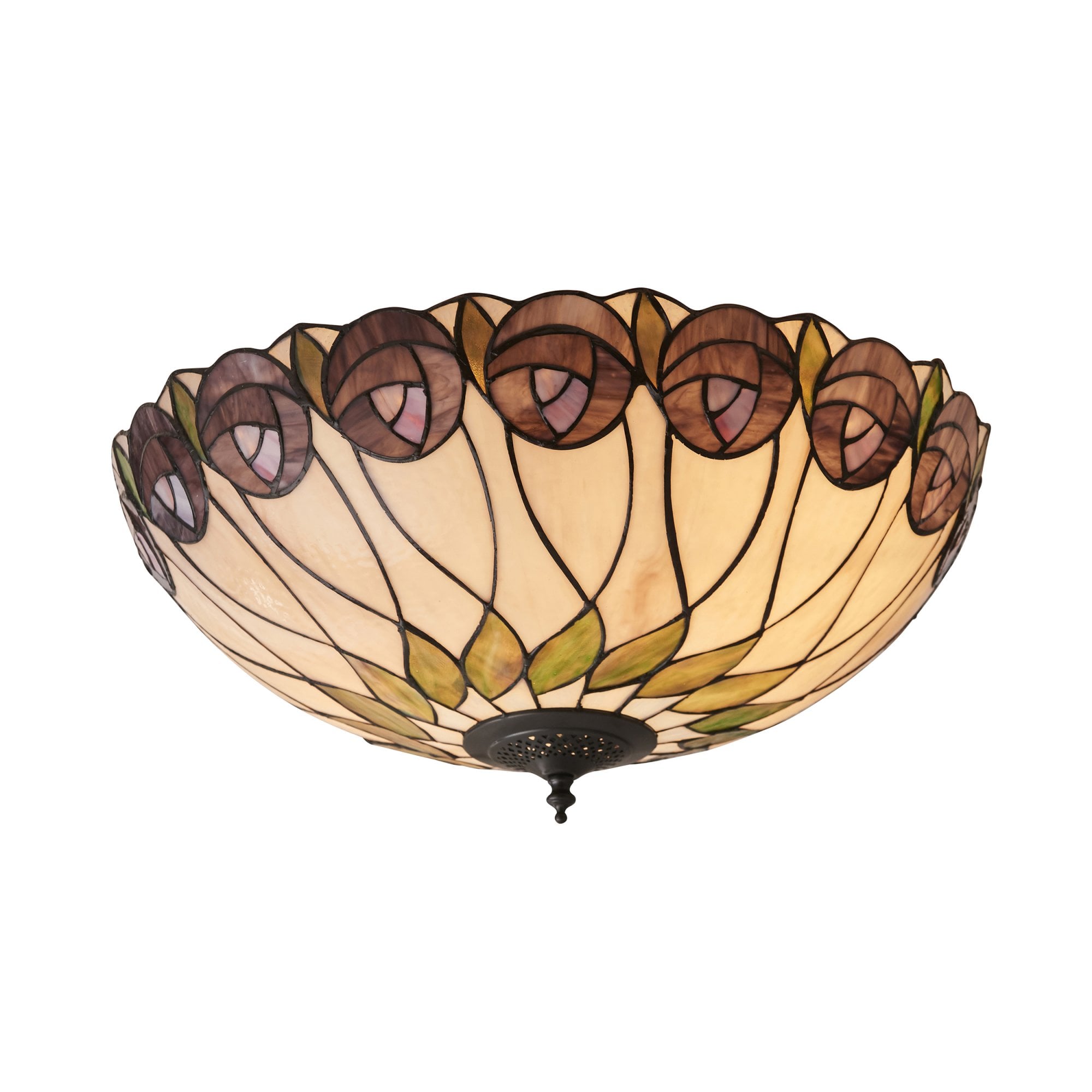 Interiors 1900 Hutchinson Large 2 Light Flush Fitting - Tiffany Glass