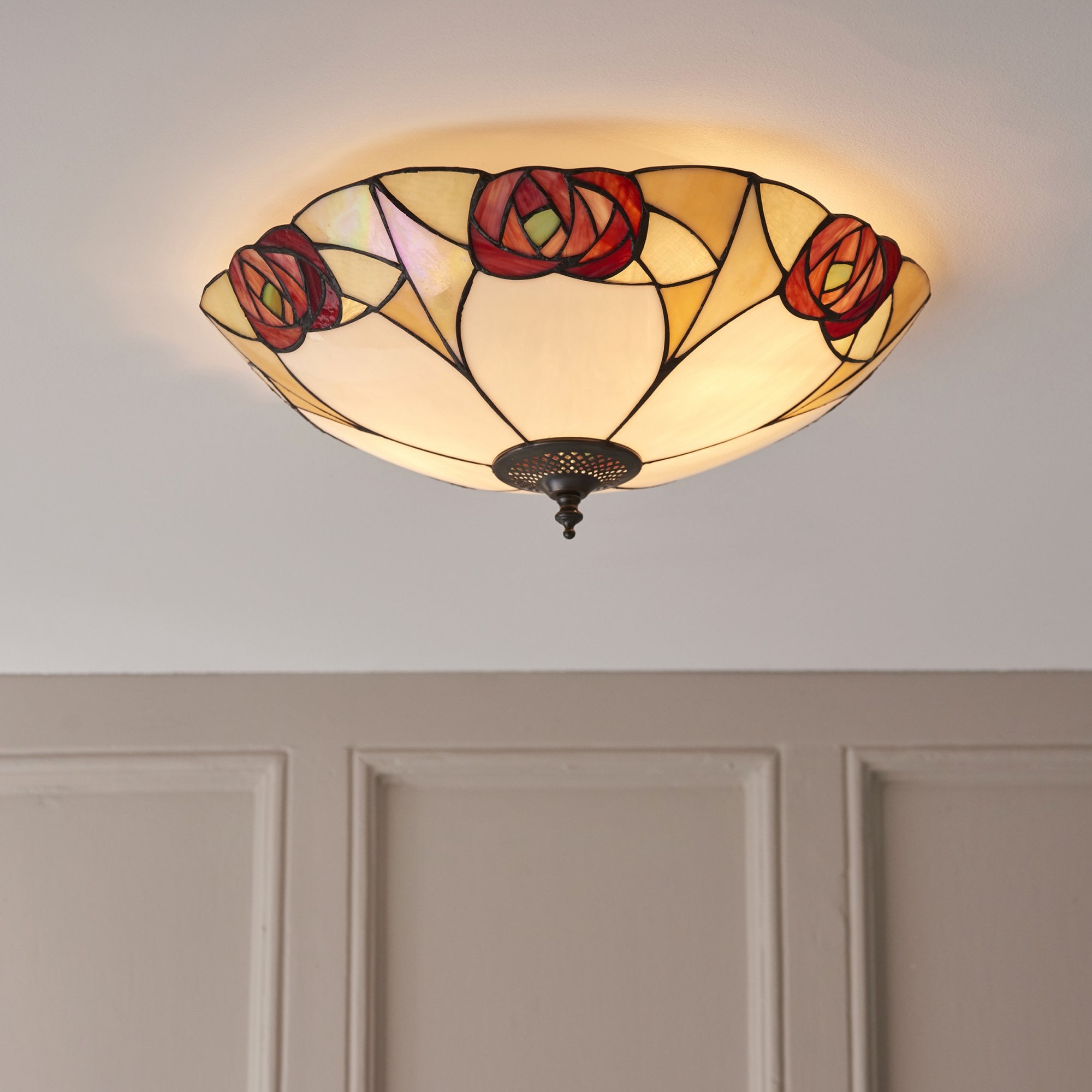 Interiors 1900 Ingram Large 2 Light Flush Fitting - Tiffany Glass