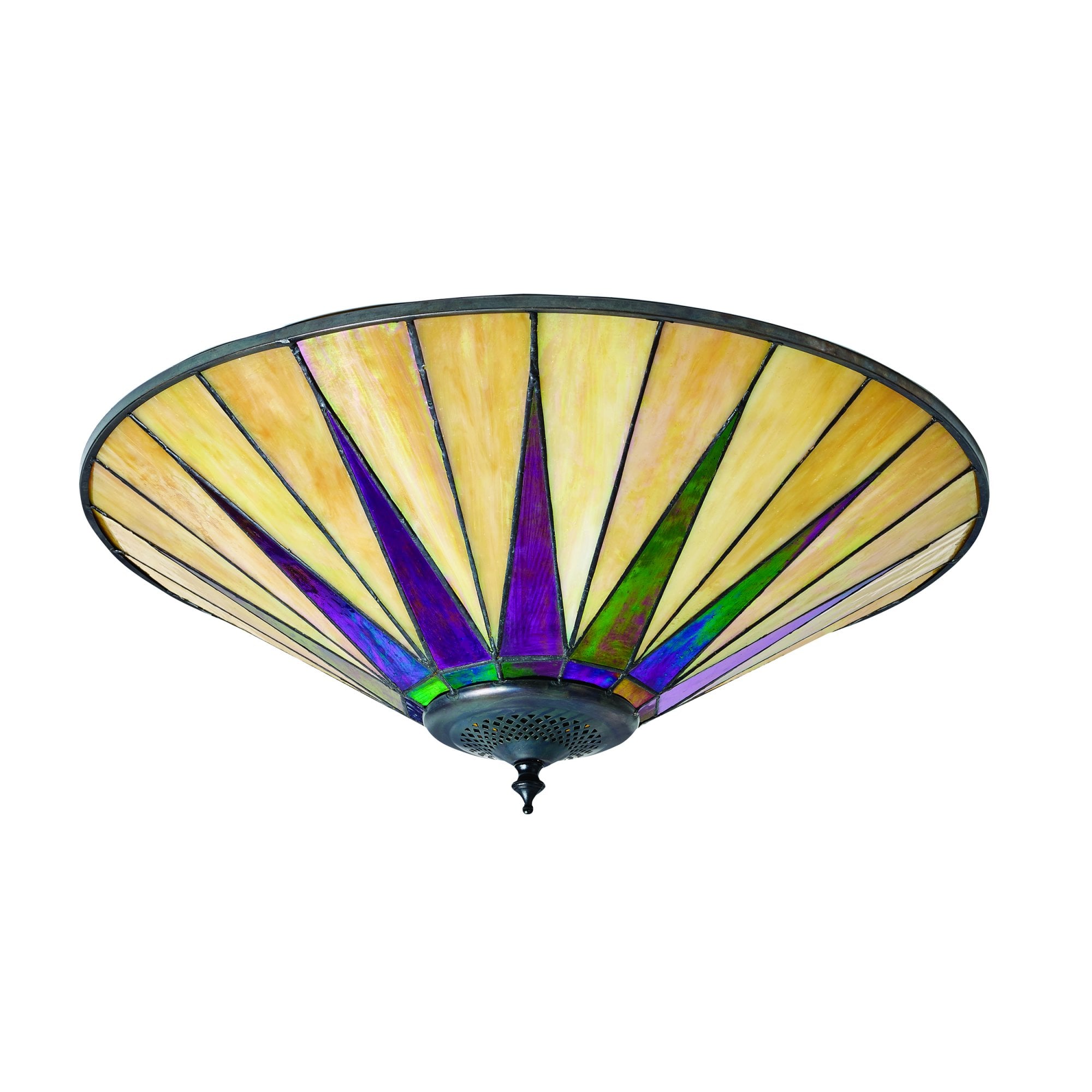 Interiors 1900 Dark Star Large 2 Light Flush Fitting - Tiffany Glass