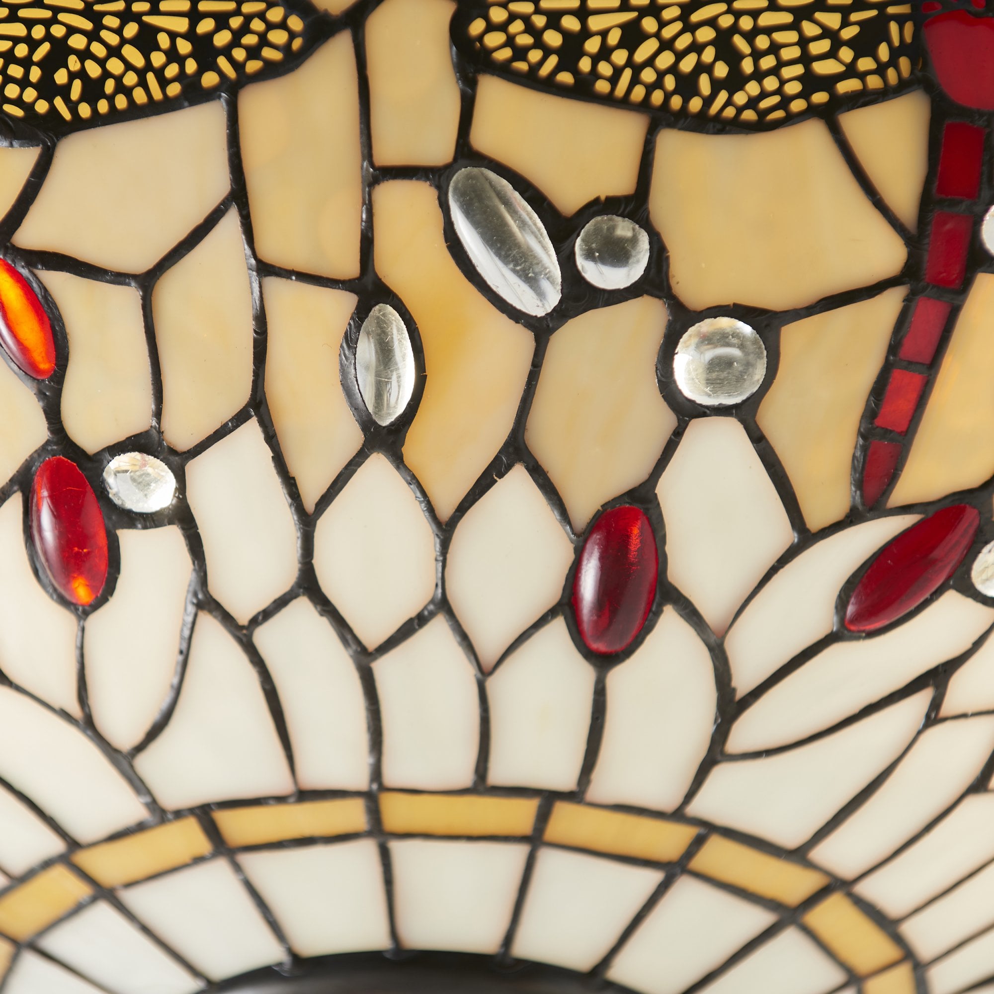 Interiors 1900 Dragonfly Beige Medium Inverted 3 Light Pendant - Tiffany Glass