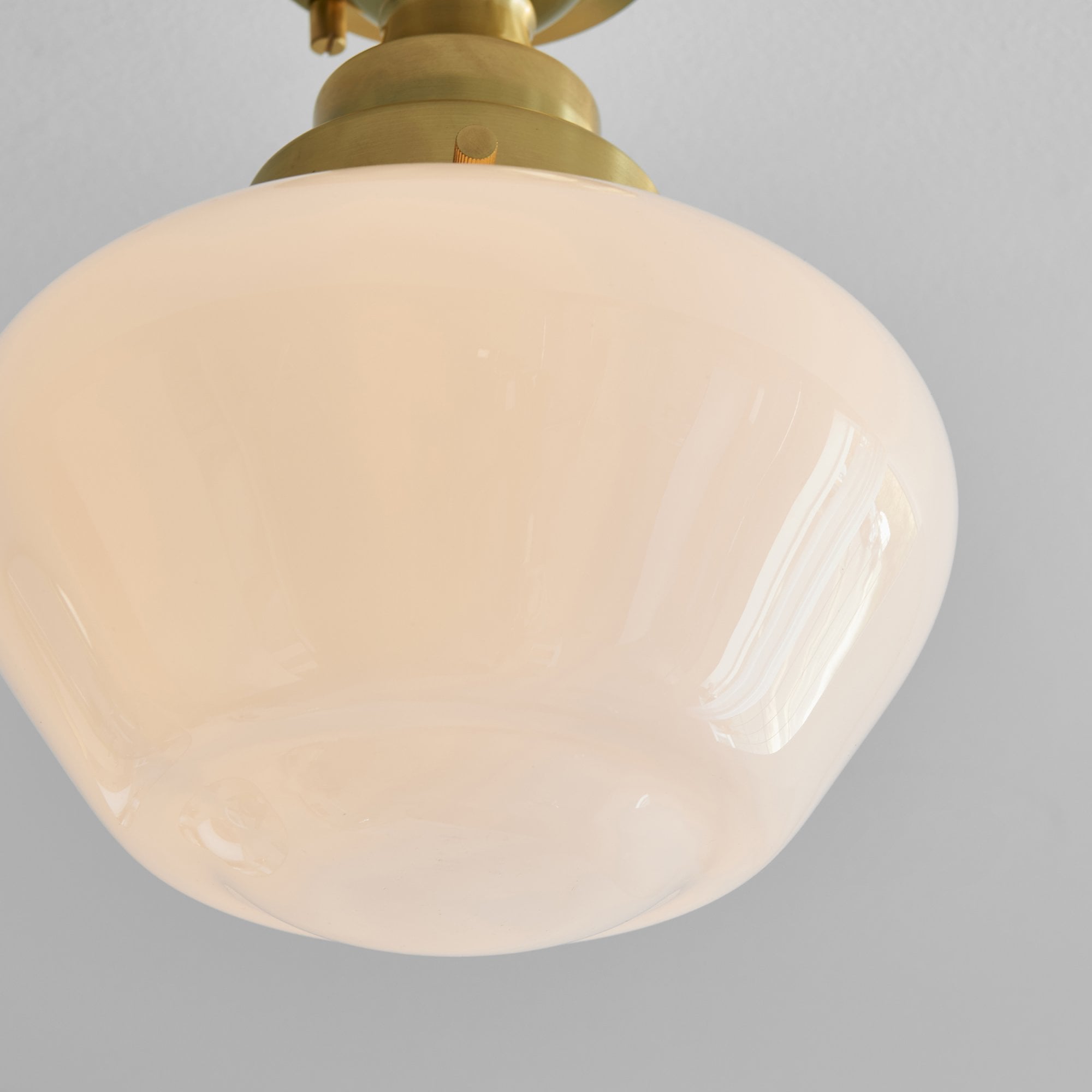 Endon Camberley Semi Flush Ceiling Light - Shiny Brass With Opal Glass