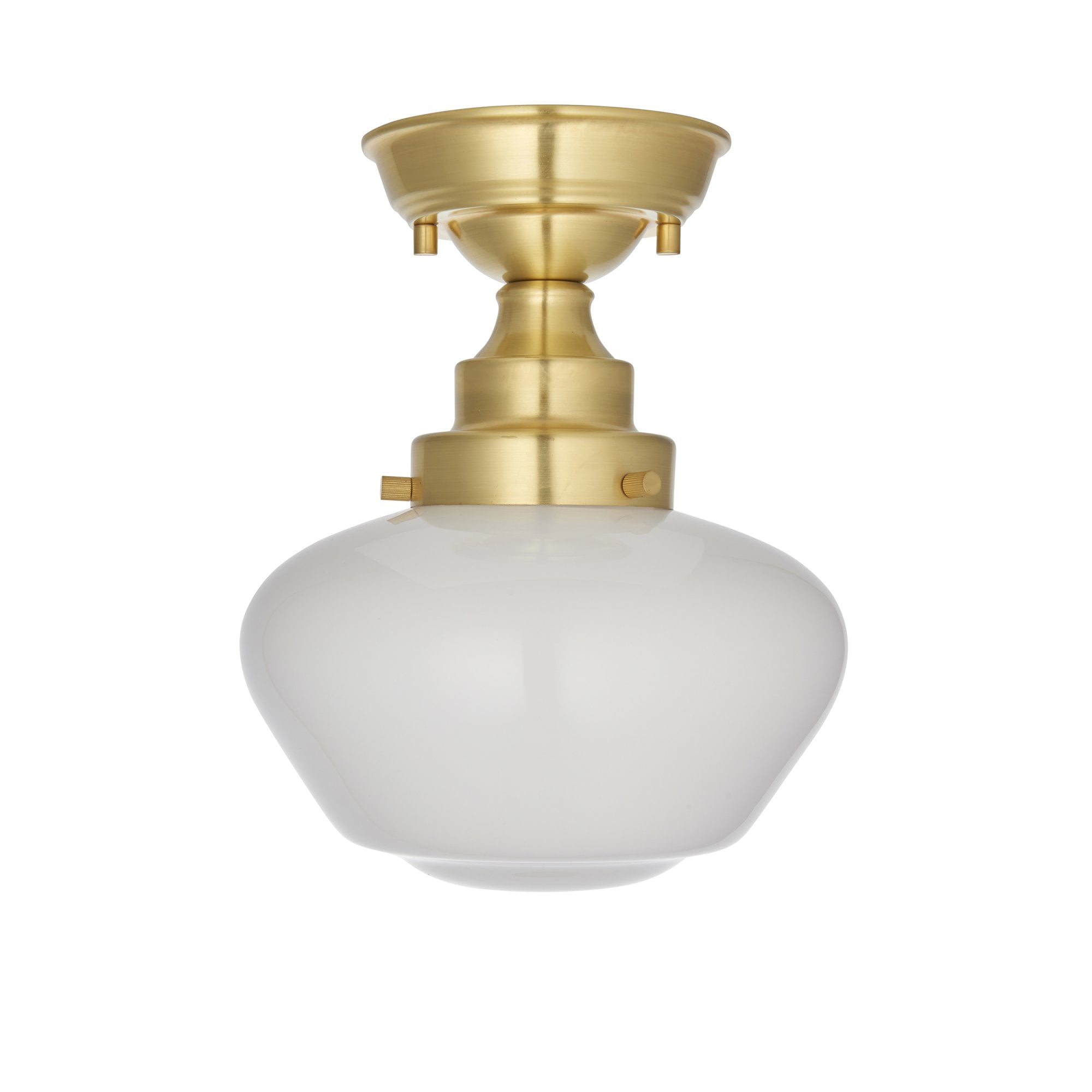 Endon Camberley Semi Flush Ceiling Light - Shiny Brass With Opal Glass