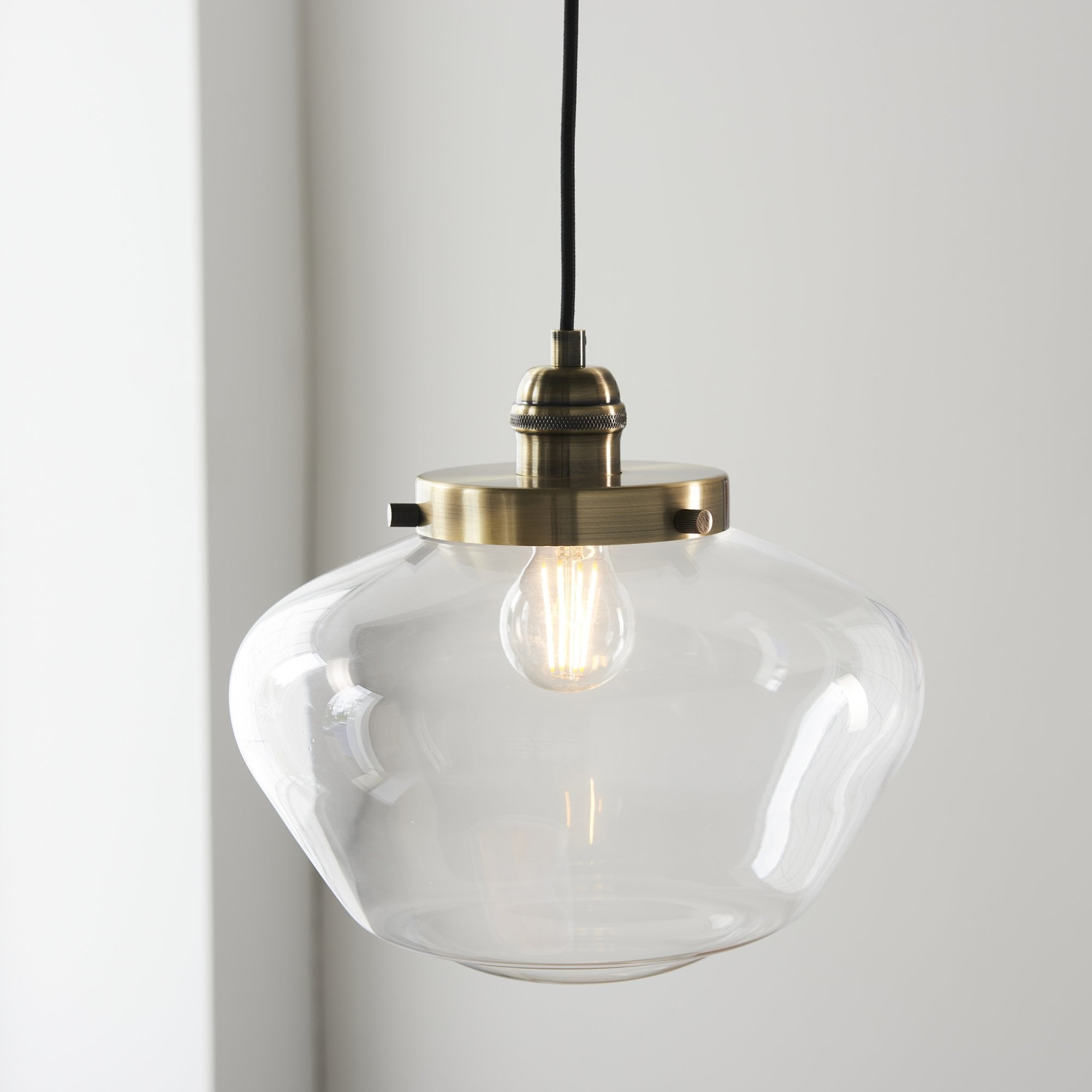 Endon Camberley Pendant Light - Antique Brass With Clear Glass