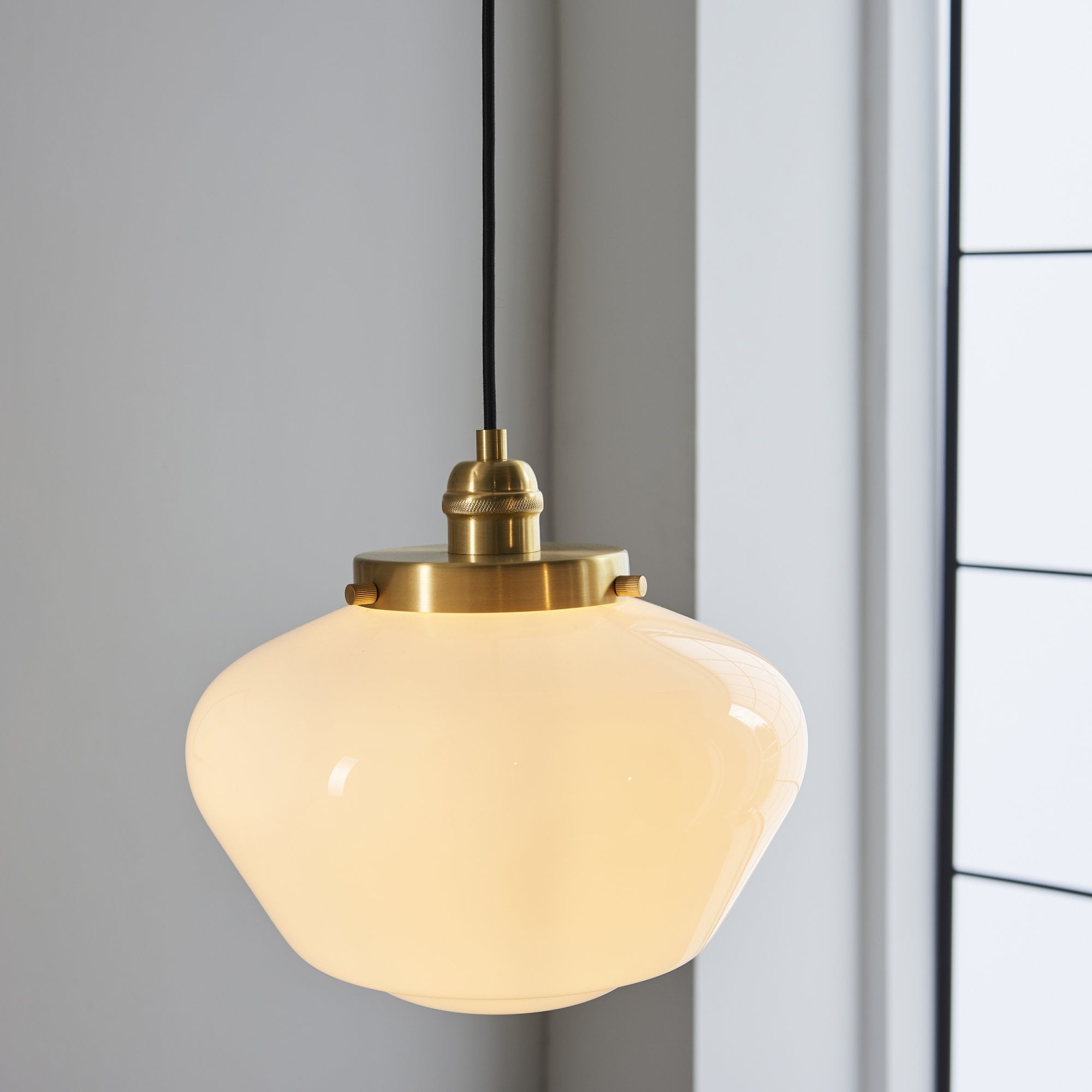 Endon Camberley Pendant Light -  Shiny Brass With Opal Glass