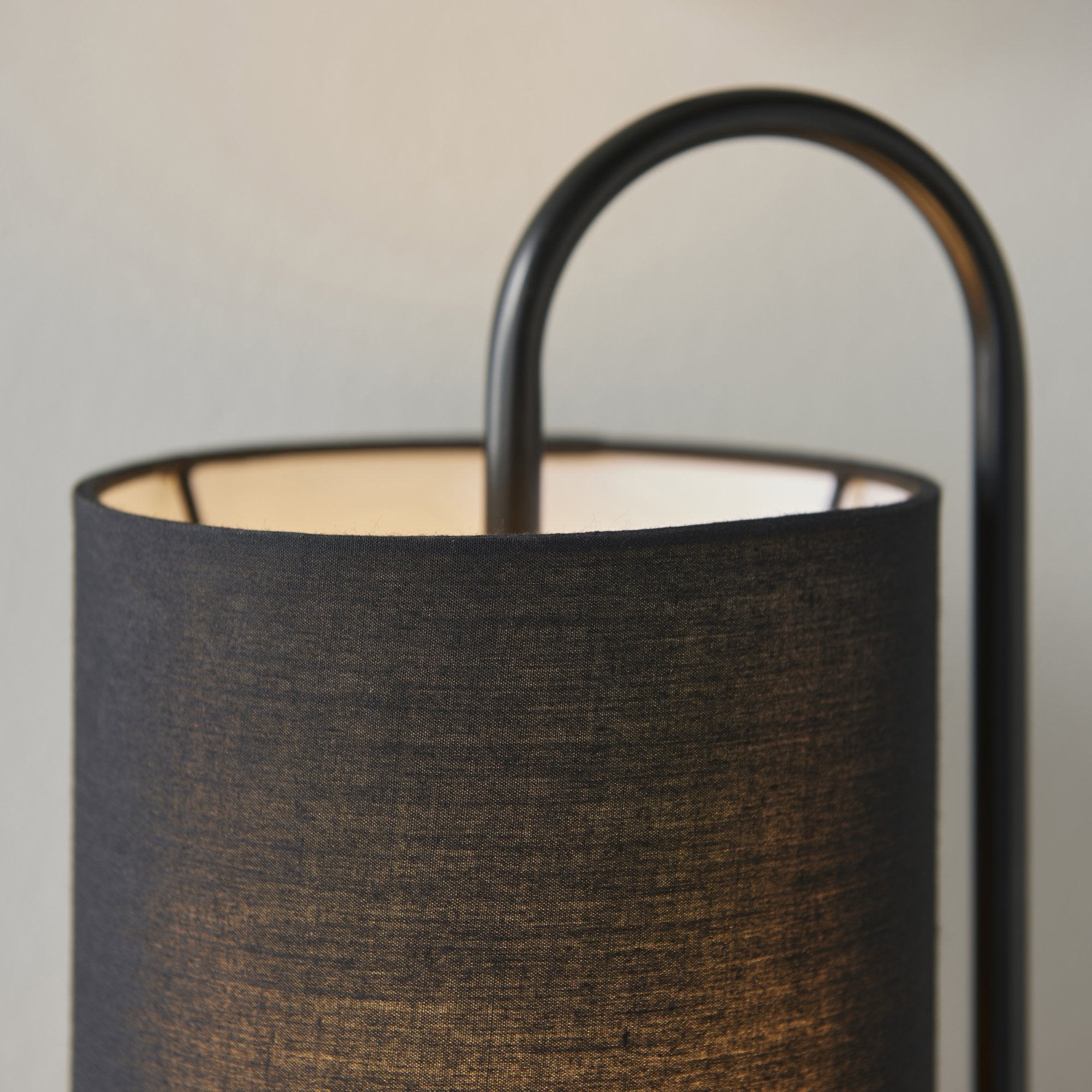 Endon Klip Metal Frame Table Lamp - Matt Black With Black Shade - Short