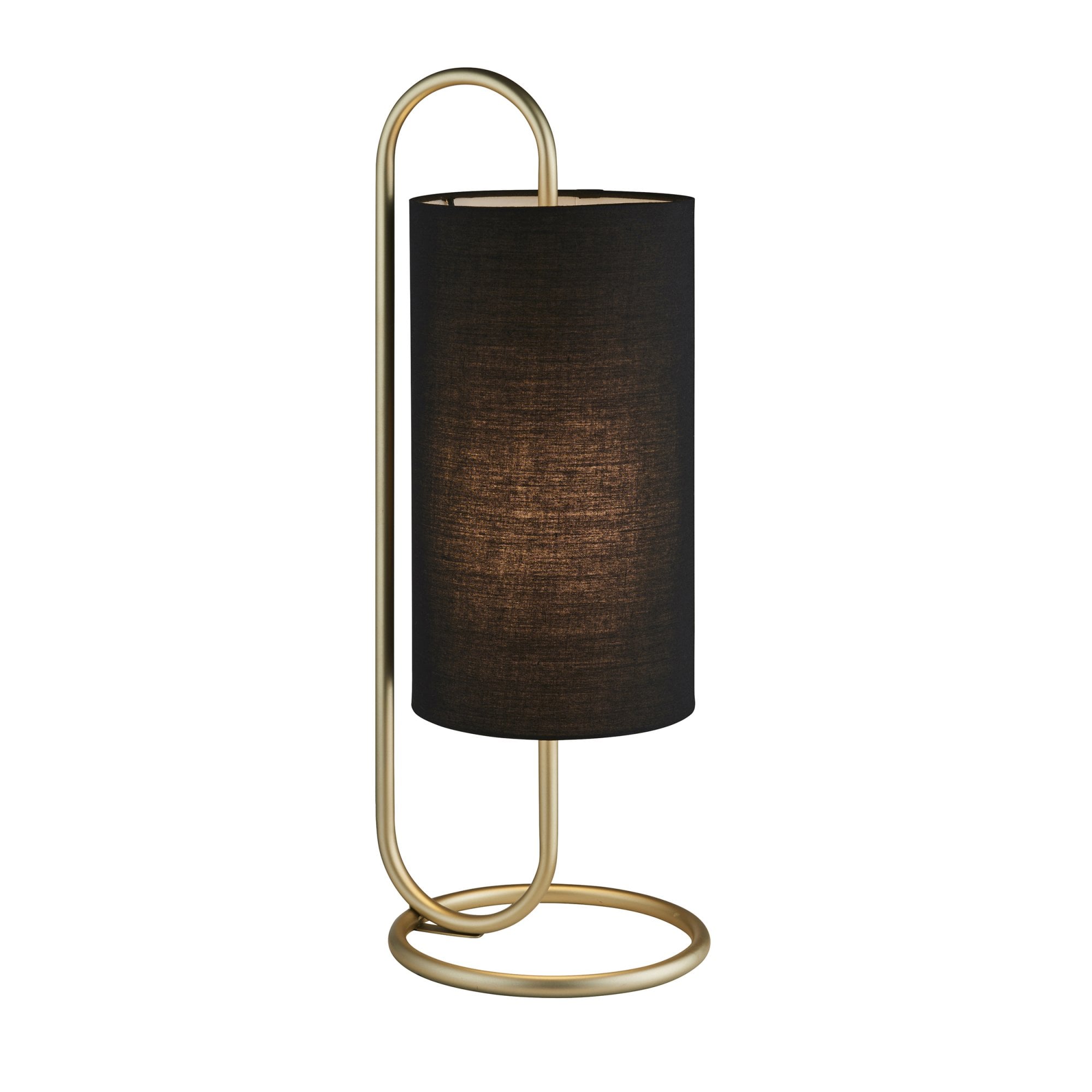 Endon Klip Metal Frame Table Lamp - Antique Brass With Black Shade - Short